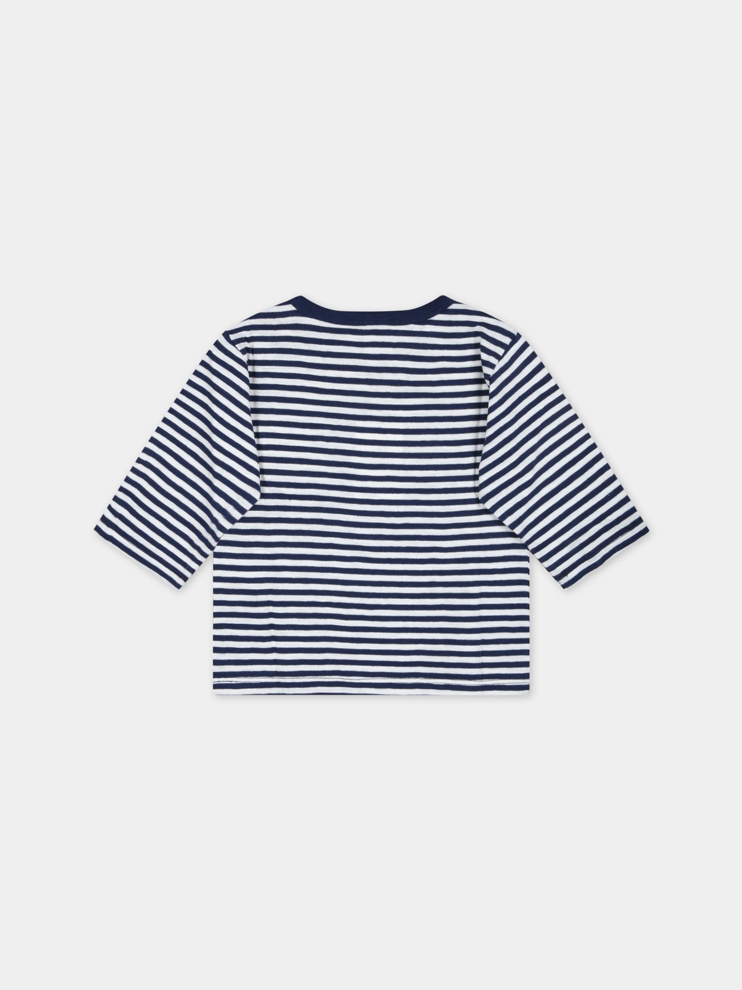 T-shirt multicolor a righe per neonato con logo,Petit Bateau,A0727 MEDIEVAL/MARSHMALLOW