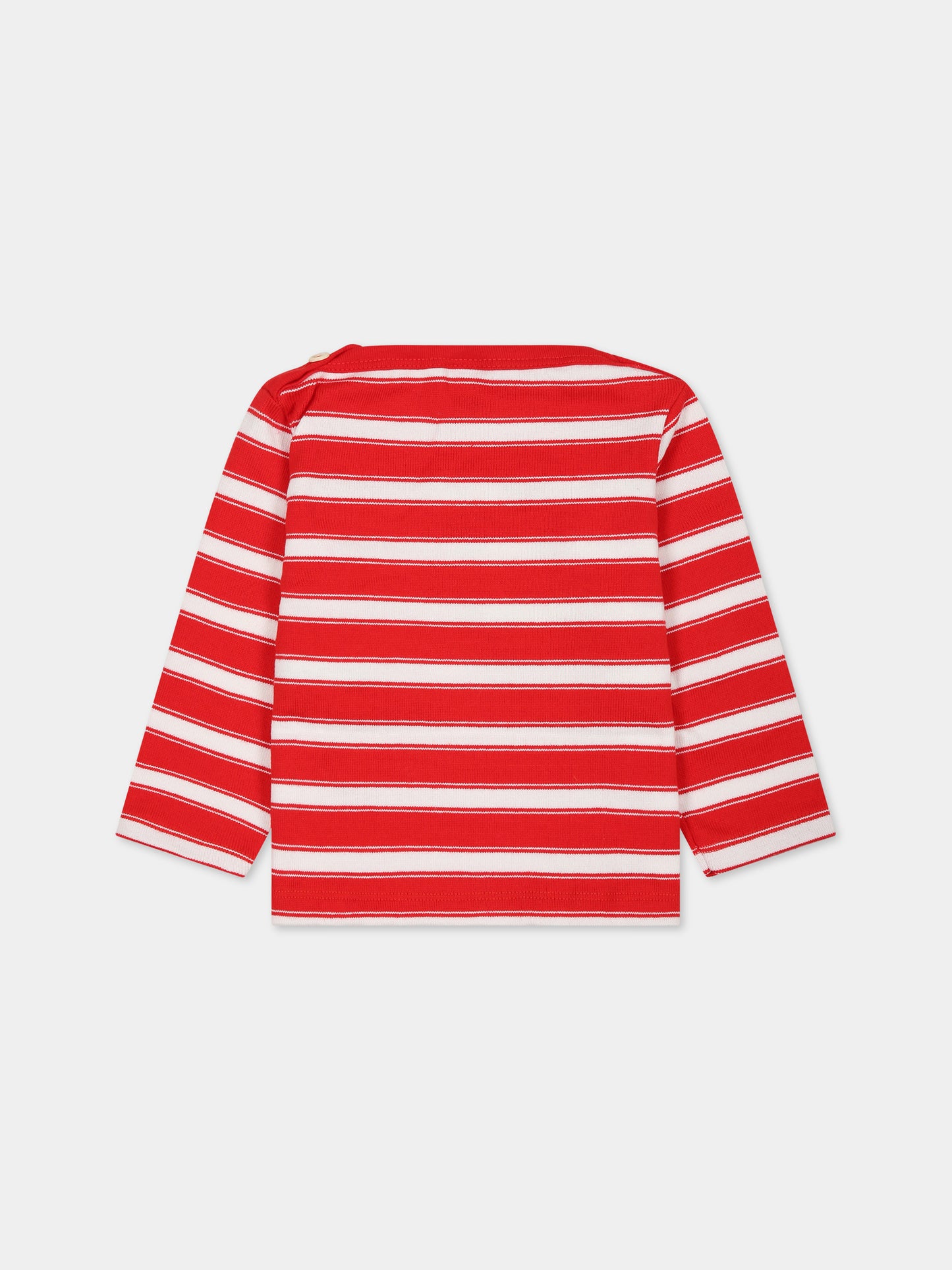 T-shirt rossa per neonati con logo,Petit Bateau,A075Y PEPS/MARSHMALLOW