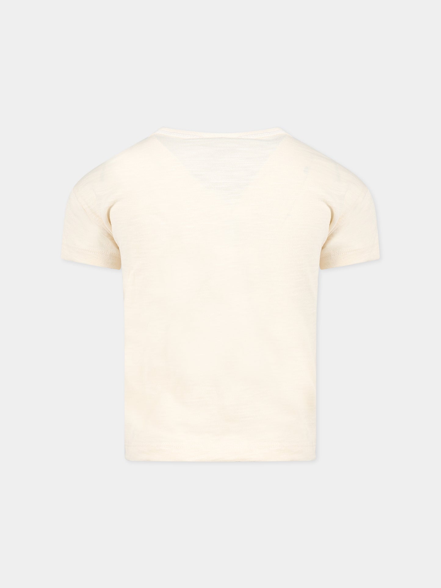 T-shirt avorio per bambino con logo,Petit Bateau,A07CD AVALANCHE