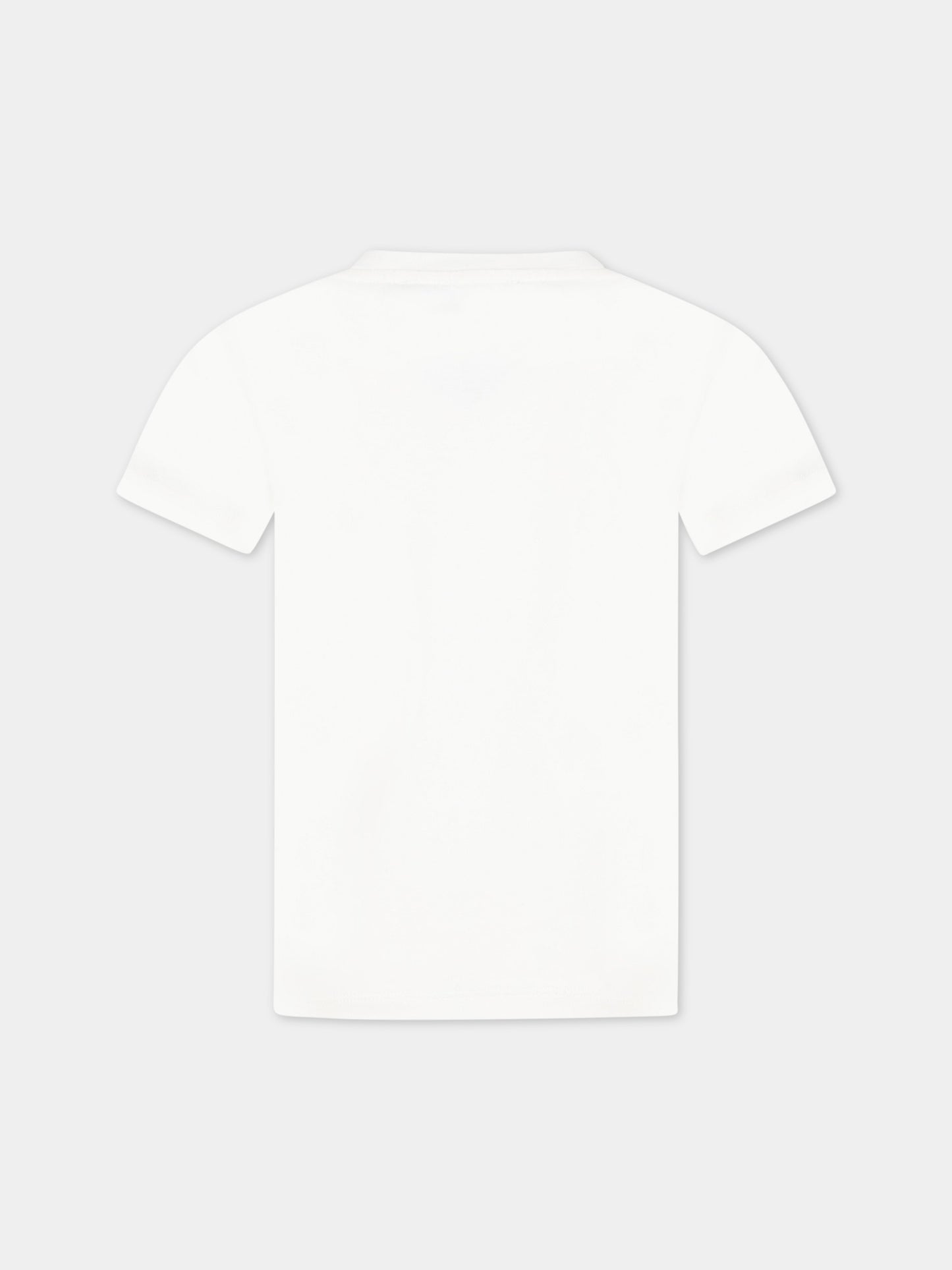 T-shirt bianca per bambino con logo nero,Versace,1000239 1A06516 6W790