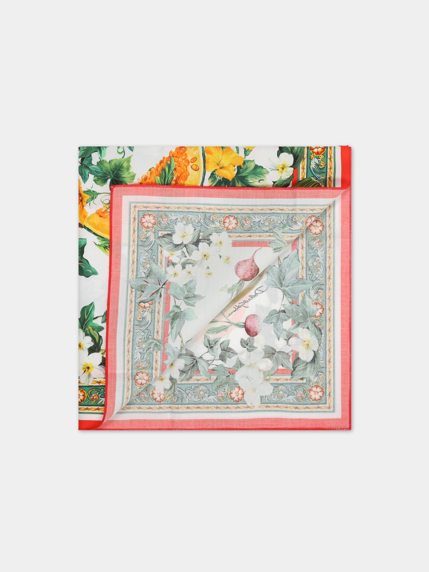 Sciarpa multicolor per bambina con iconica stampa e logo,Dolce & Gabbana Kids,LB7A11 G7I4I HA4NJ