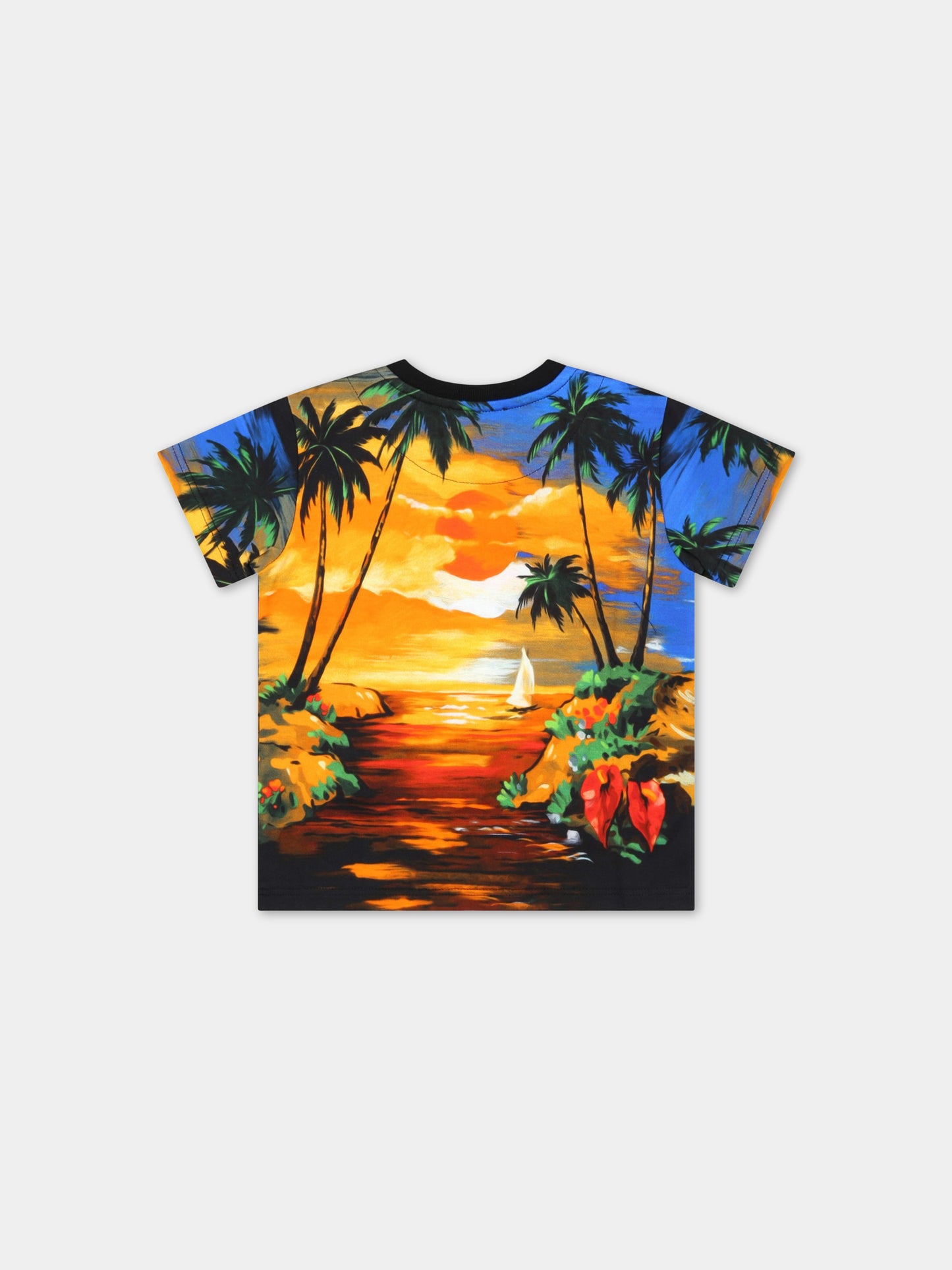 T-shirt multicolor per neonato con tramonto,Dolce & Gabbana Kids,L1JTEY G7H0U HH4JK