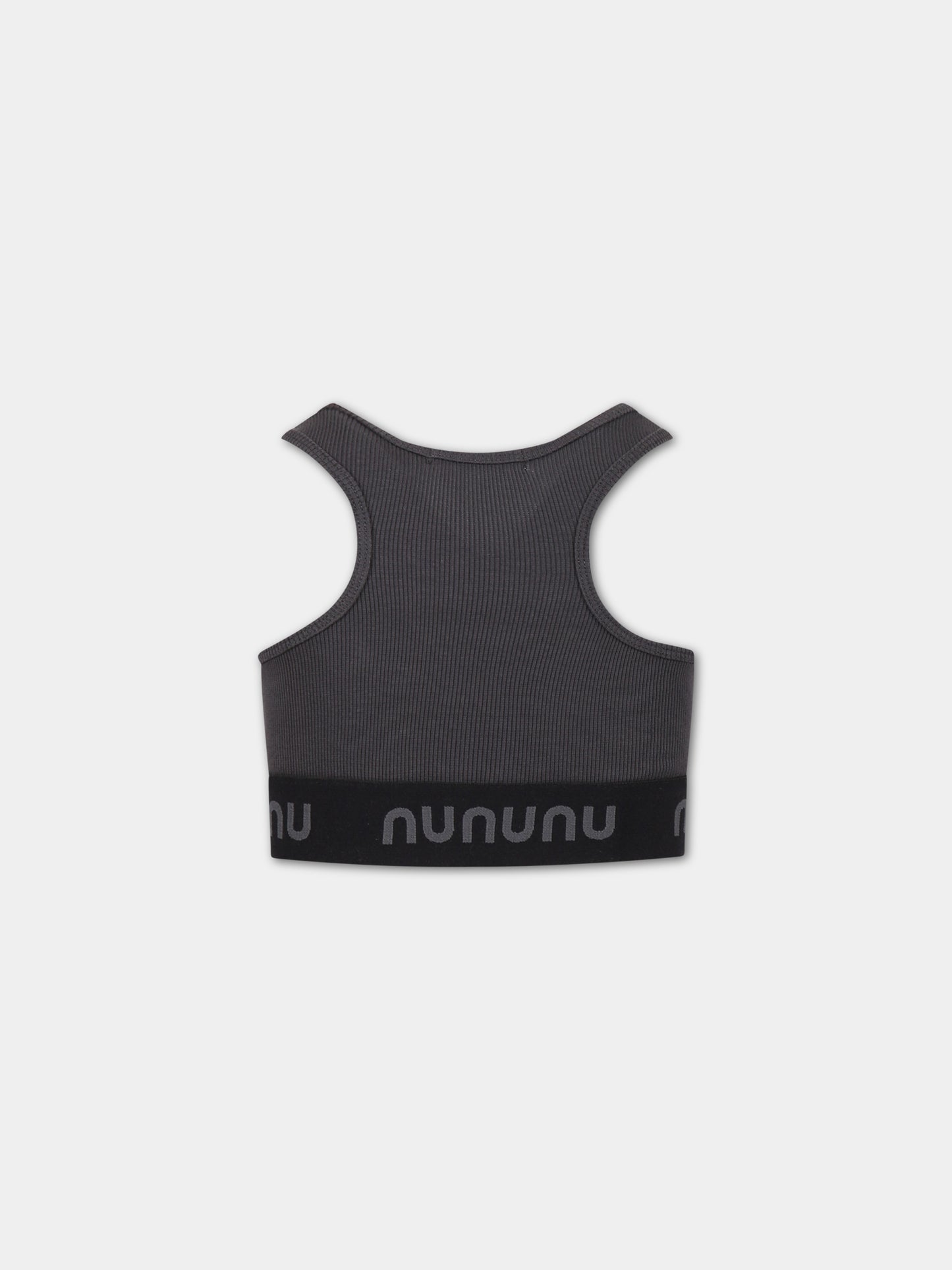 Top grigio per bambina con logo,Nununu,NUUN05