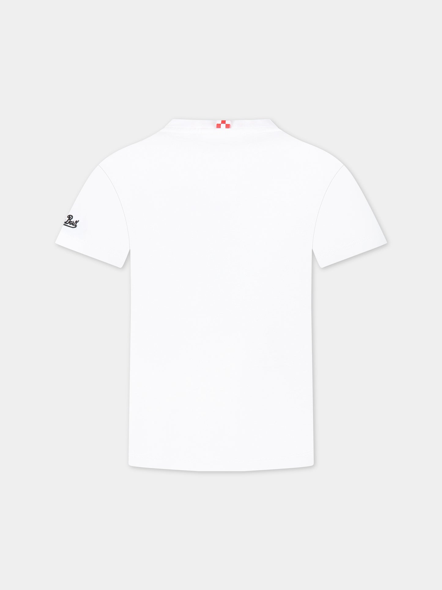 T-shirt bianca per bambino con stampa Puffo, scritta I hate homework e logo,Mc2 Saint Barth,TSHIRT BOY SMURF HW 01N