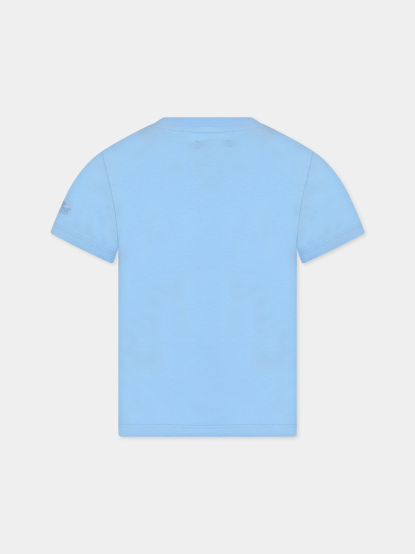 T-shirt celeste per bambina con stampa angeli e logo,Mc2 Saint Barth,ELLY ANGELS 31 FIORUCCI