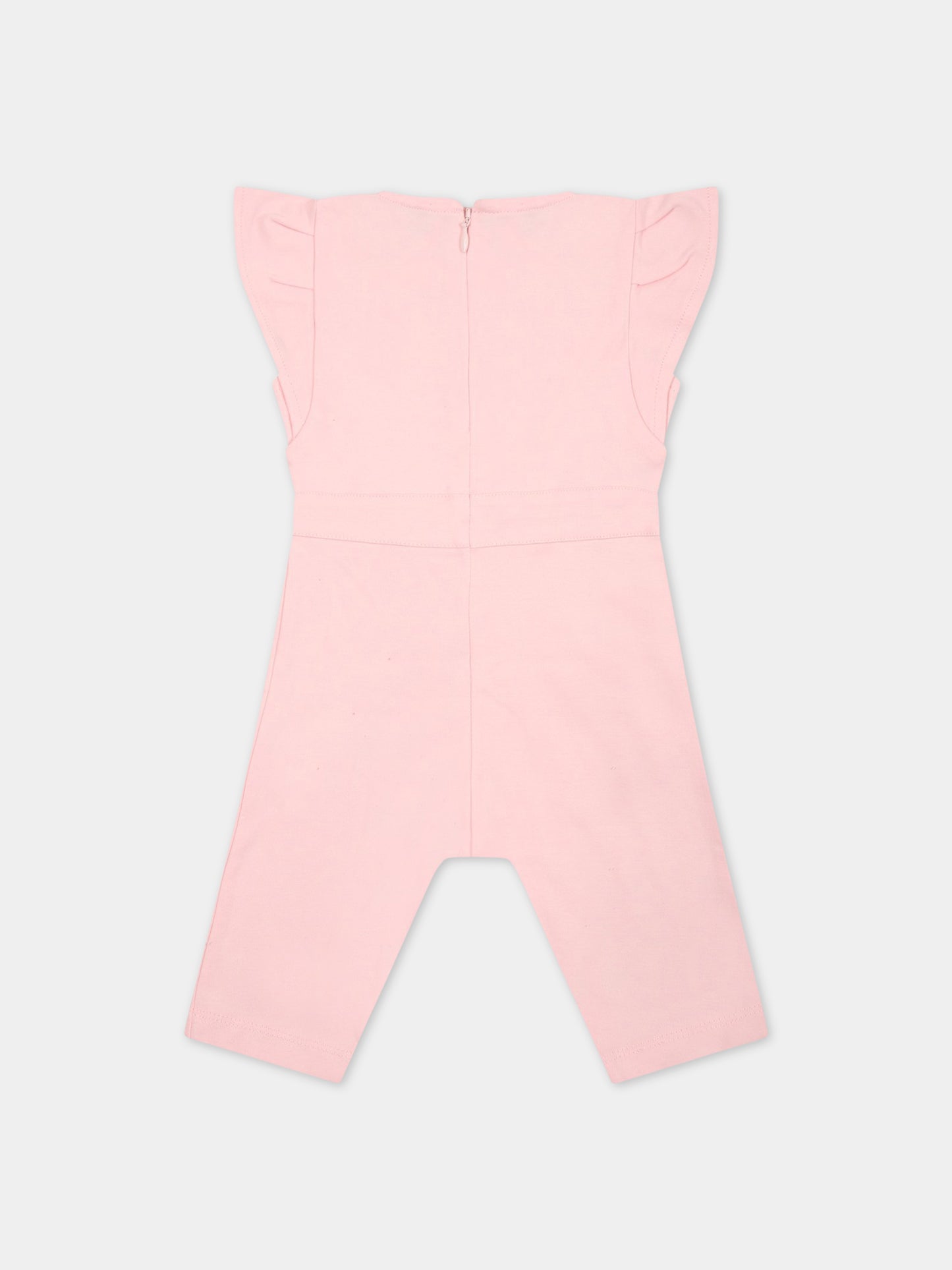 Tutina rosa per neonata con stampa e patch logato,Karl Lagerfeld Kids,Z94068 475