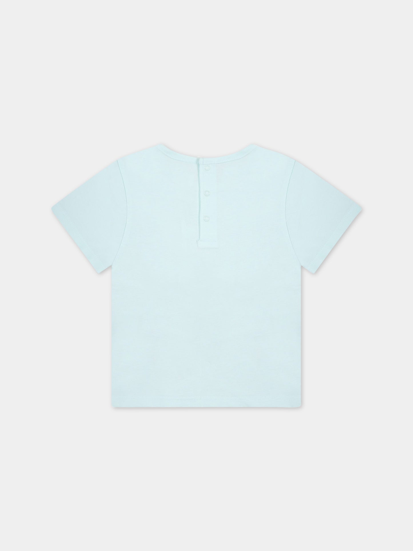 T-shirt celeste per neonato con scritta blu,Carrement Beau,Y05245 73A