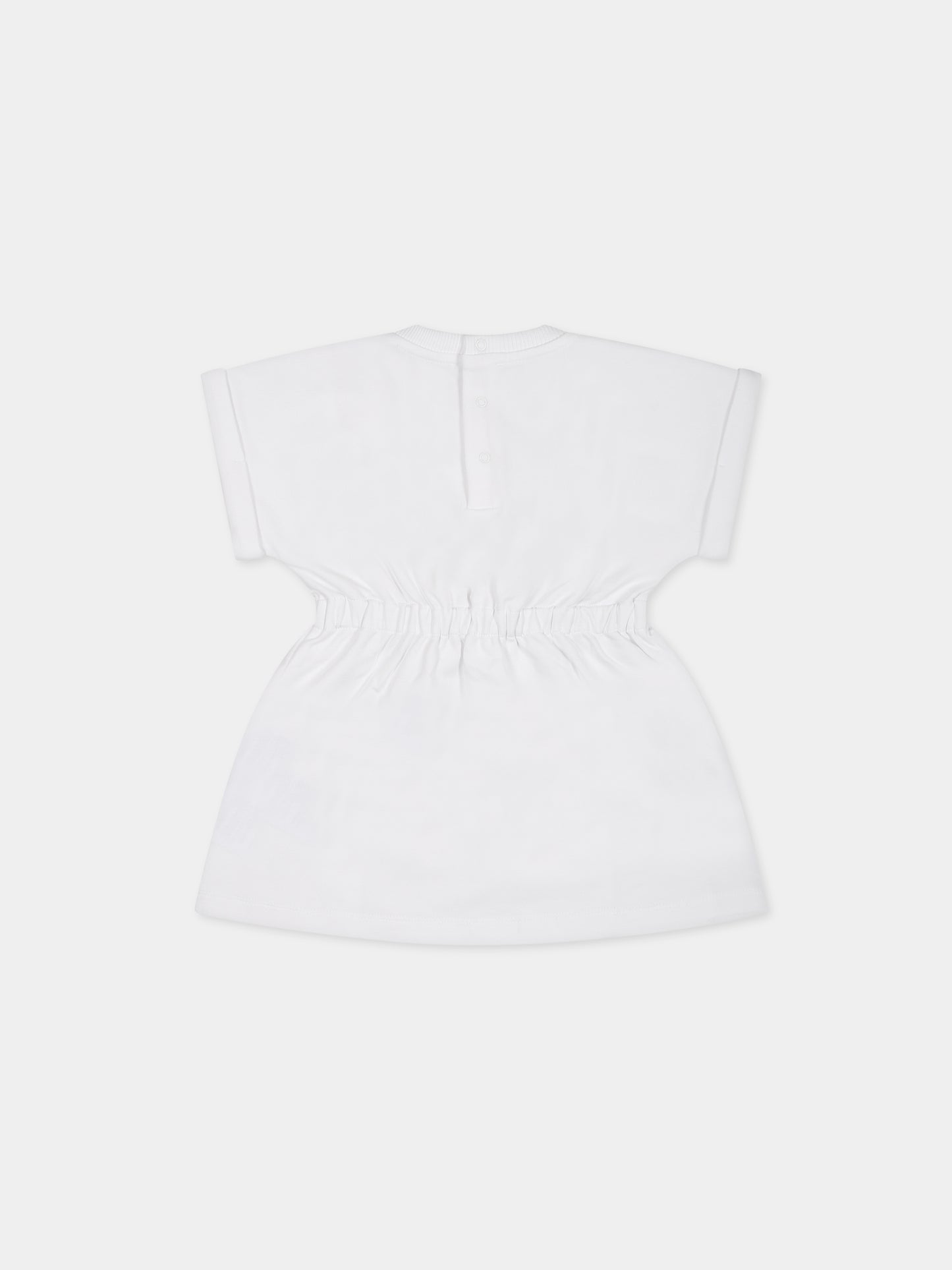 Vestito bianco per neonata con logo,Moschino Kids,MAV09R LDA00 10101