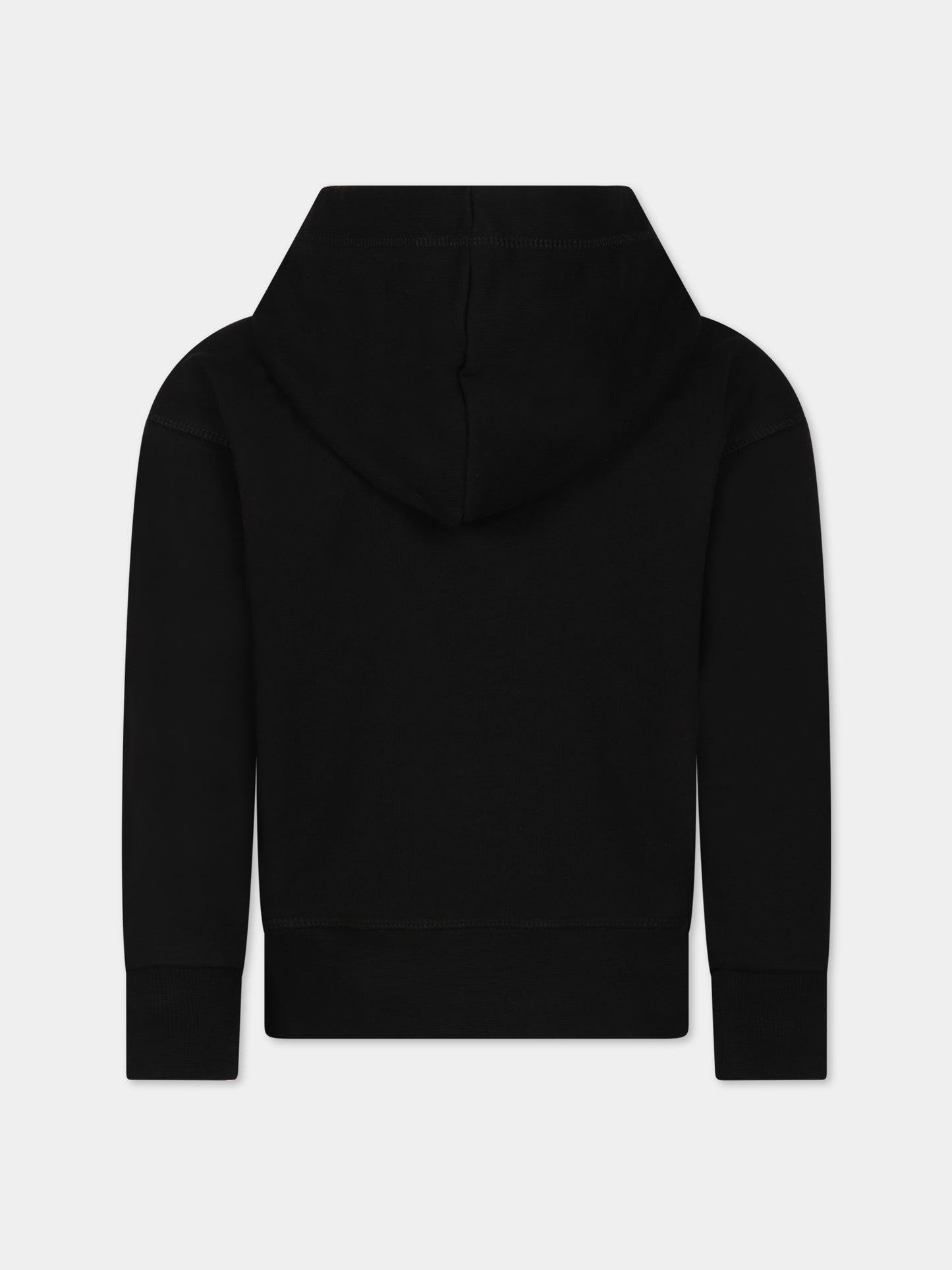 Felpa nera per bambino con logo e stampa,Dsquared2,DQ1741 D009B D2S722U DQ90S