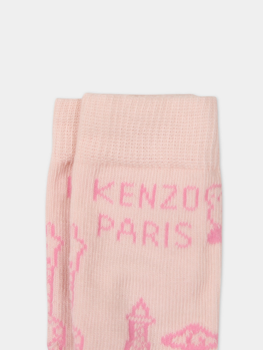 Set rosa per neonata con logo,Kenzo Kids,K90099 470