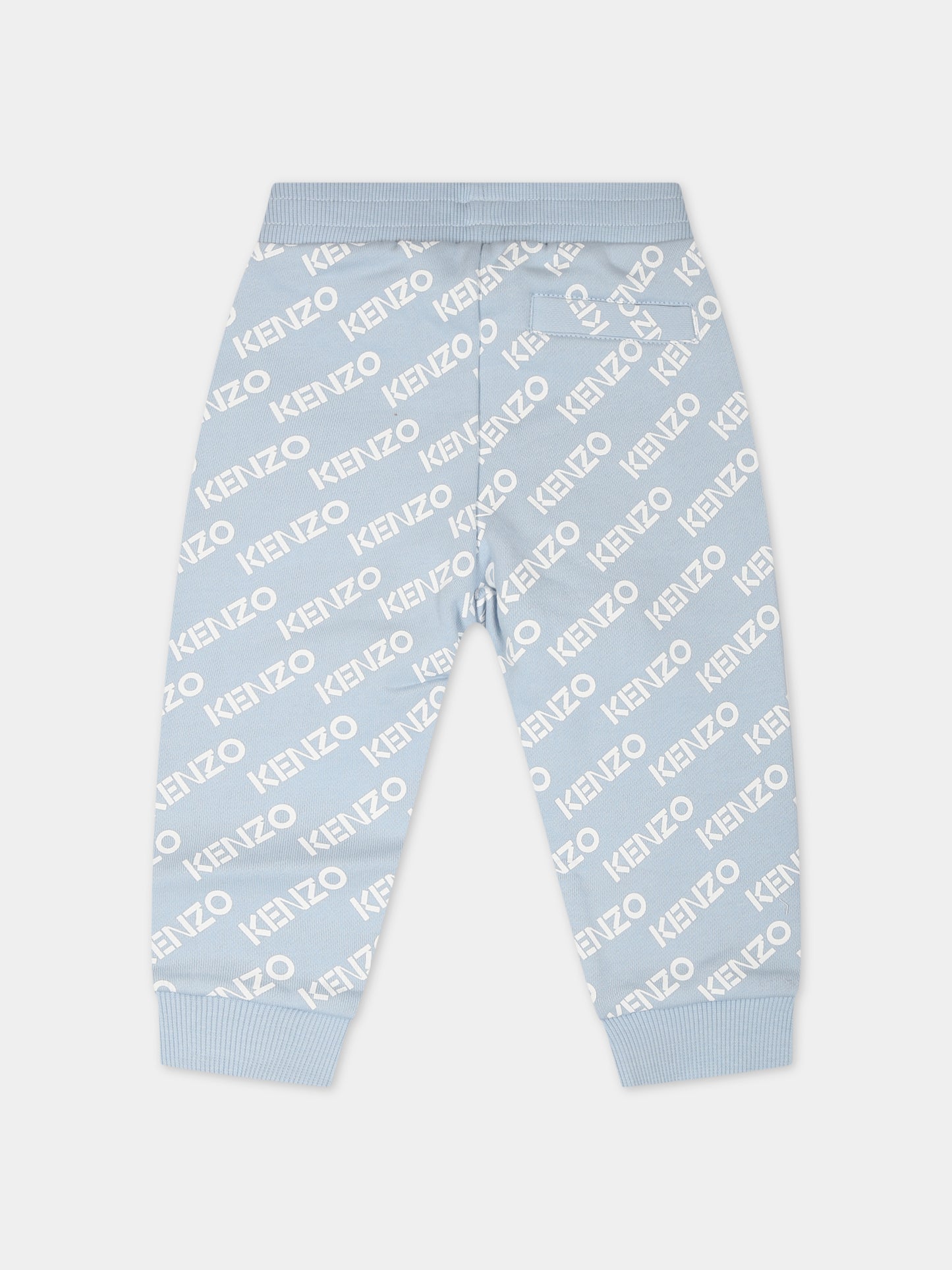 Pantaloni celesti per neonato con logo,Kenzo Kids,K04236 794