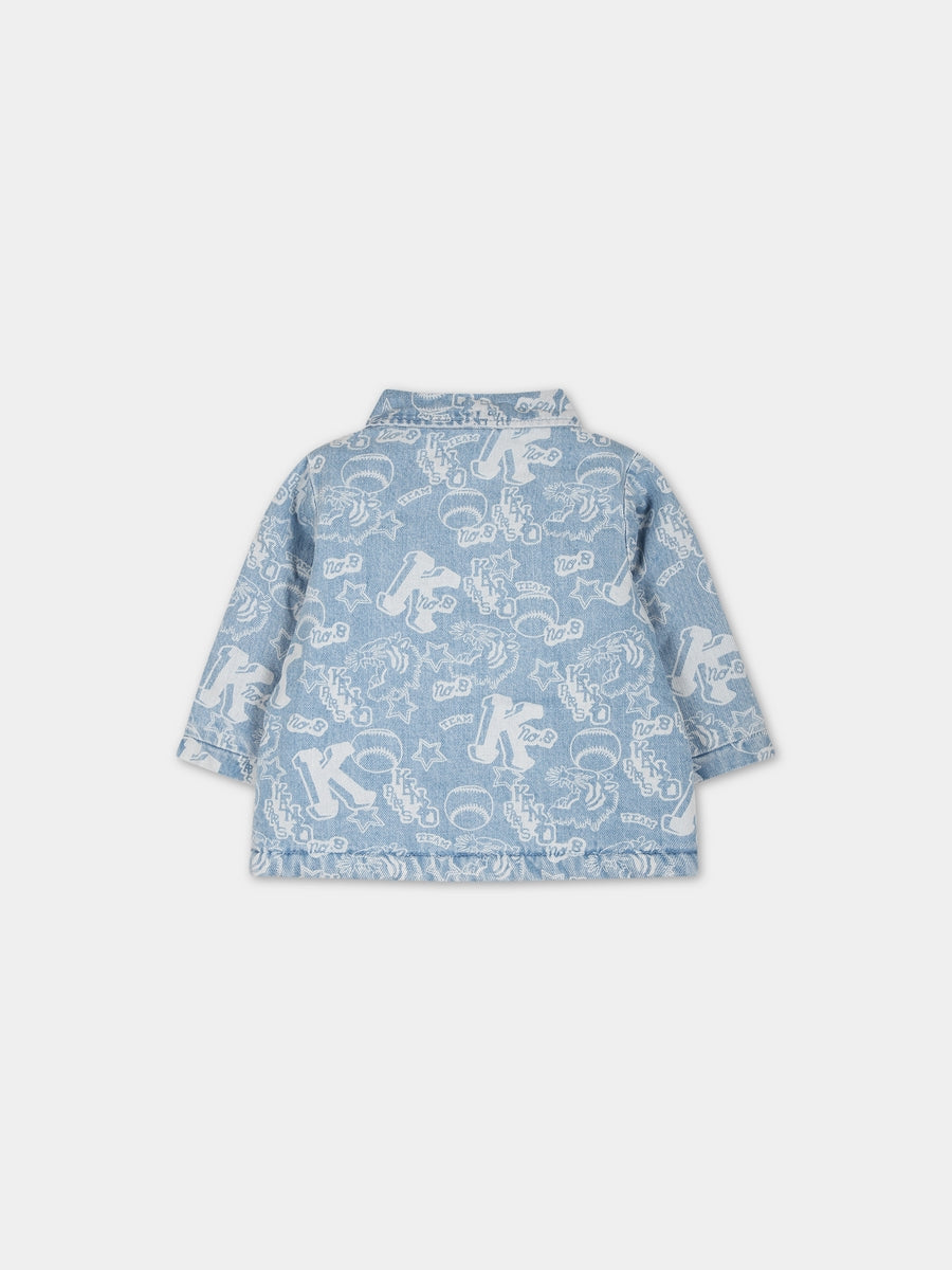 Giubbotto celeste per neonato con logo,Kenzo Kids,K06035 Z74