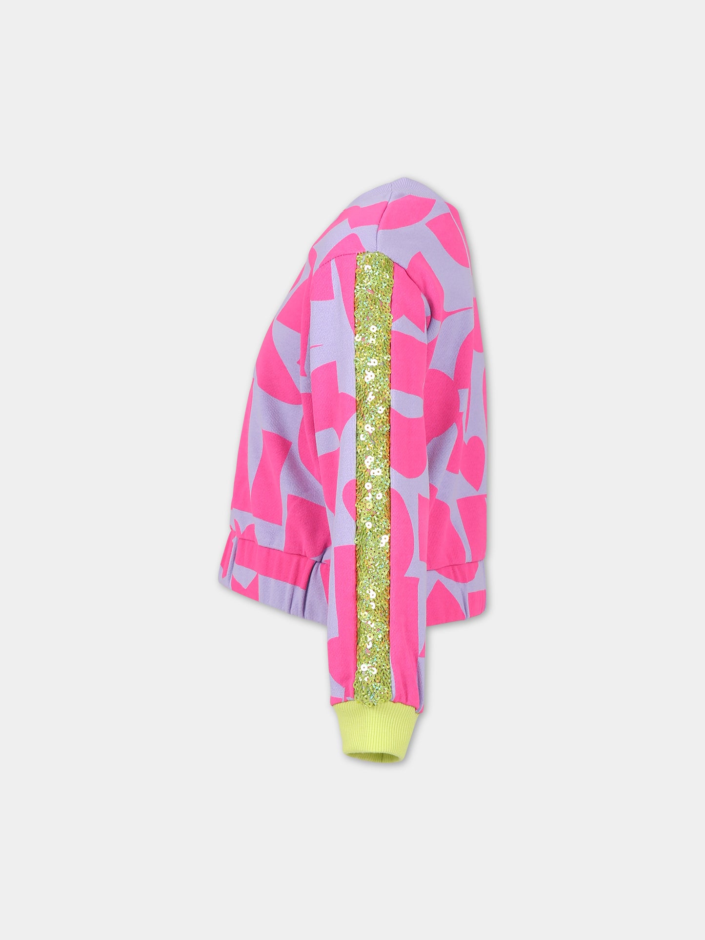 Felpa viola per bambina con stampe,Billieblush,U15B81 47M