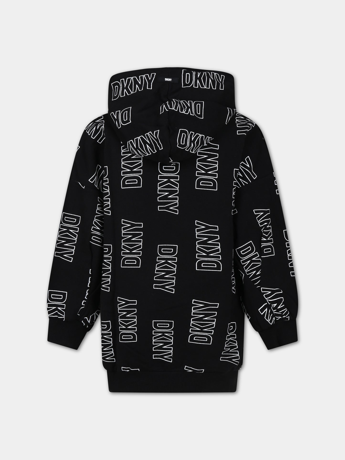 Vestito nero per bambina con logo,Dkny,D32902 M41