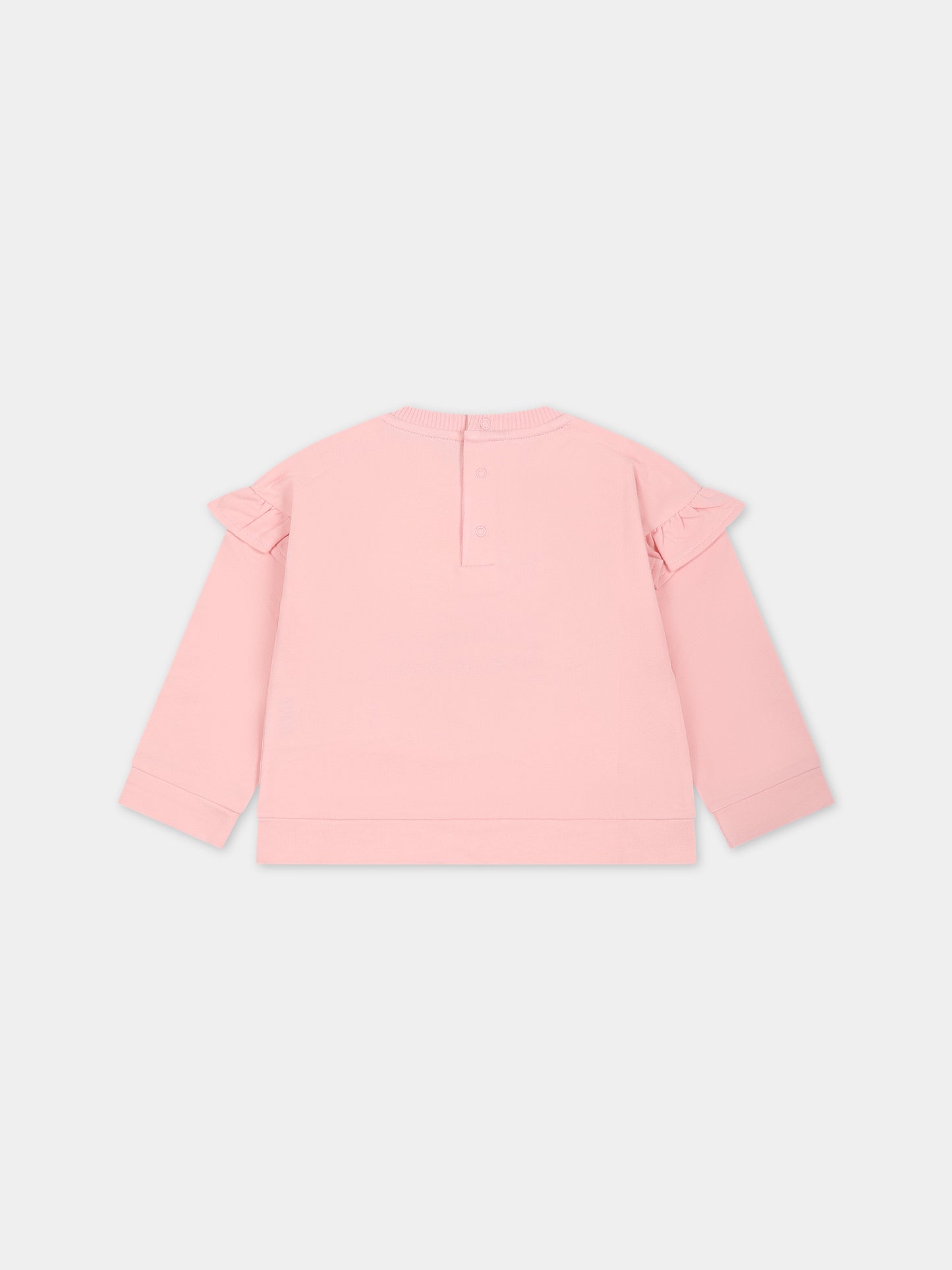 Felpa rosa per neonata con Teddy Bear e stampa,Moschino Kids,MDF02R LDA14 50209