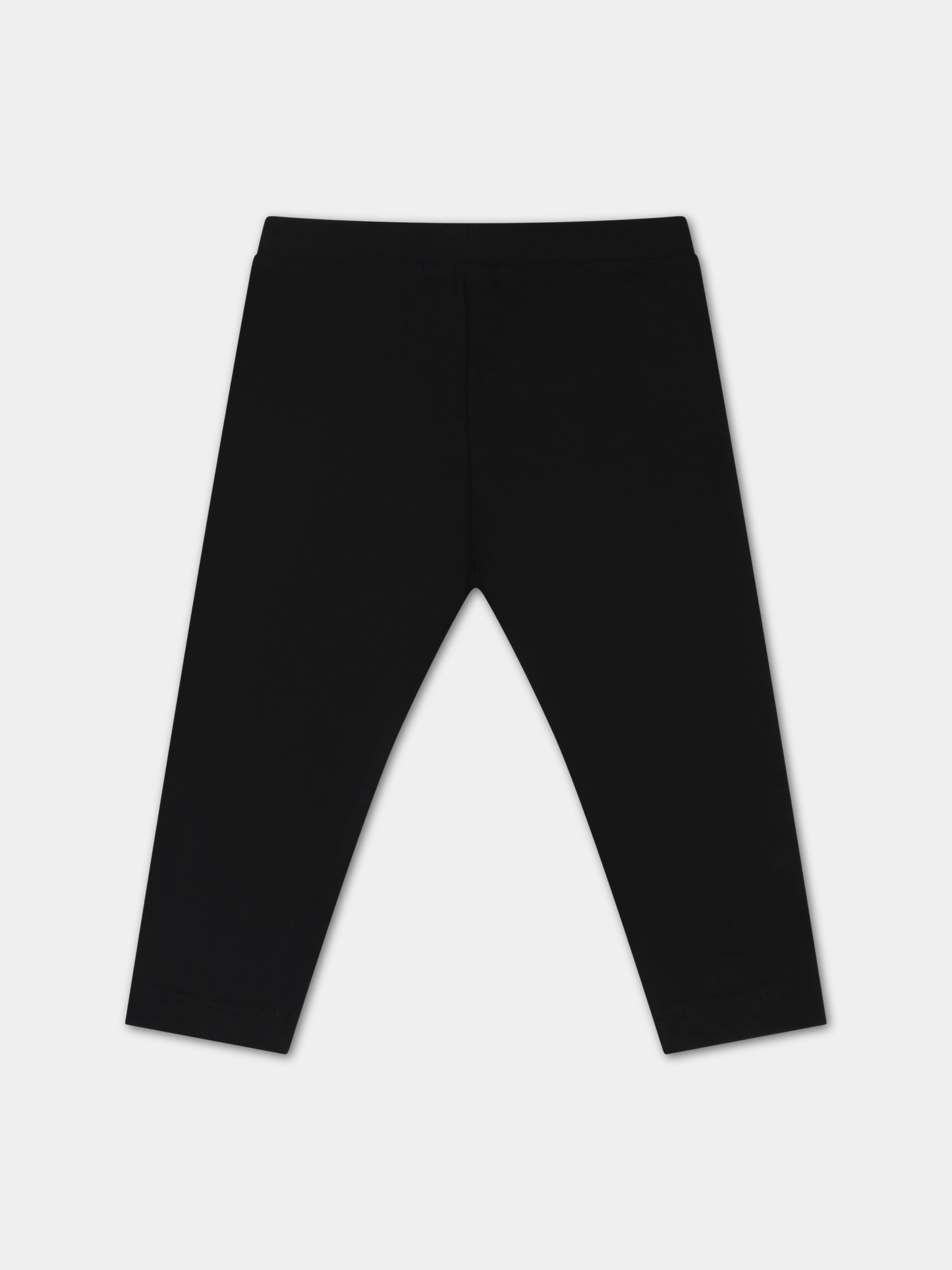 Leggings neri per neonata con logo,Moschino Kids,M3P02N LBA11 60100