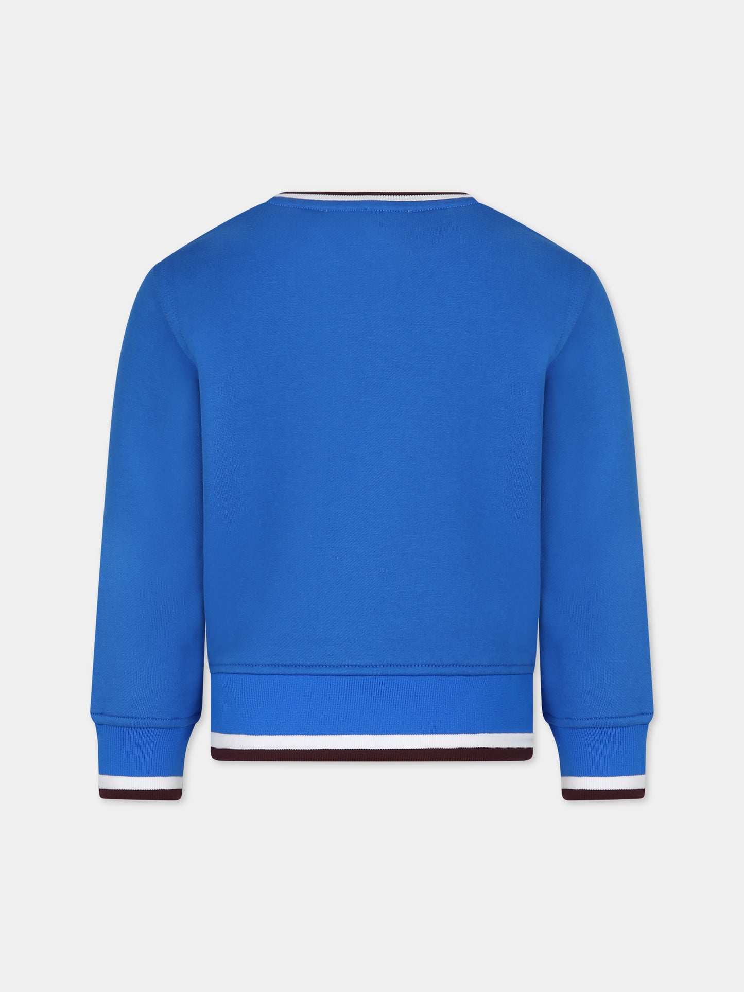 Felpa azzurra per bambino con logo e stampa,Burberry Kids,8069184