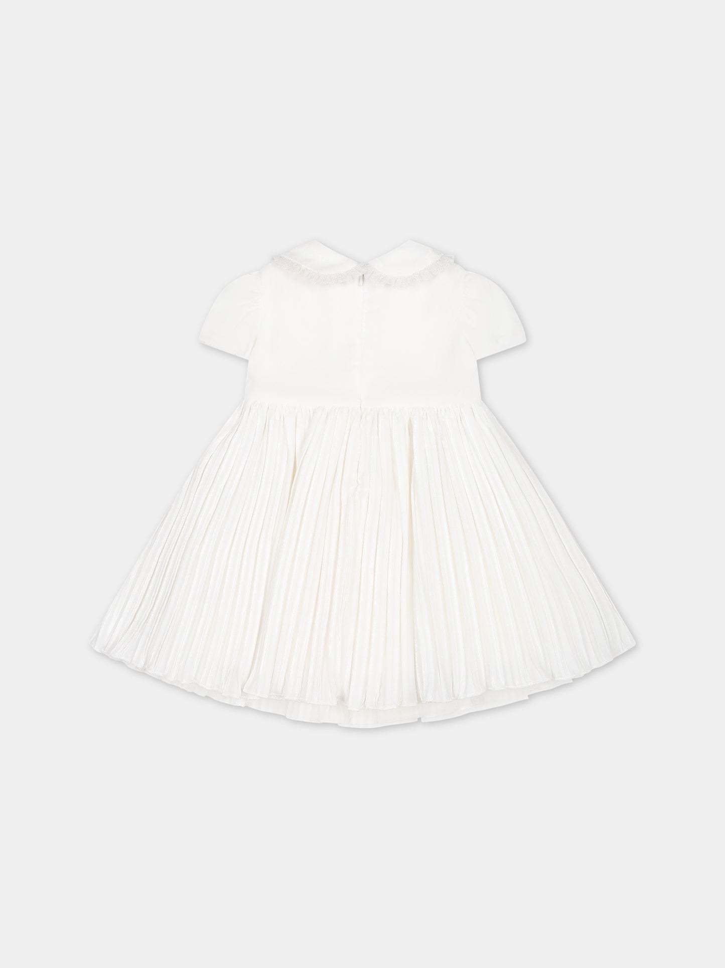 Vestito avorio per neonata con rosa,Monnalisa,73B902 2803 0001