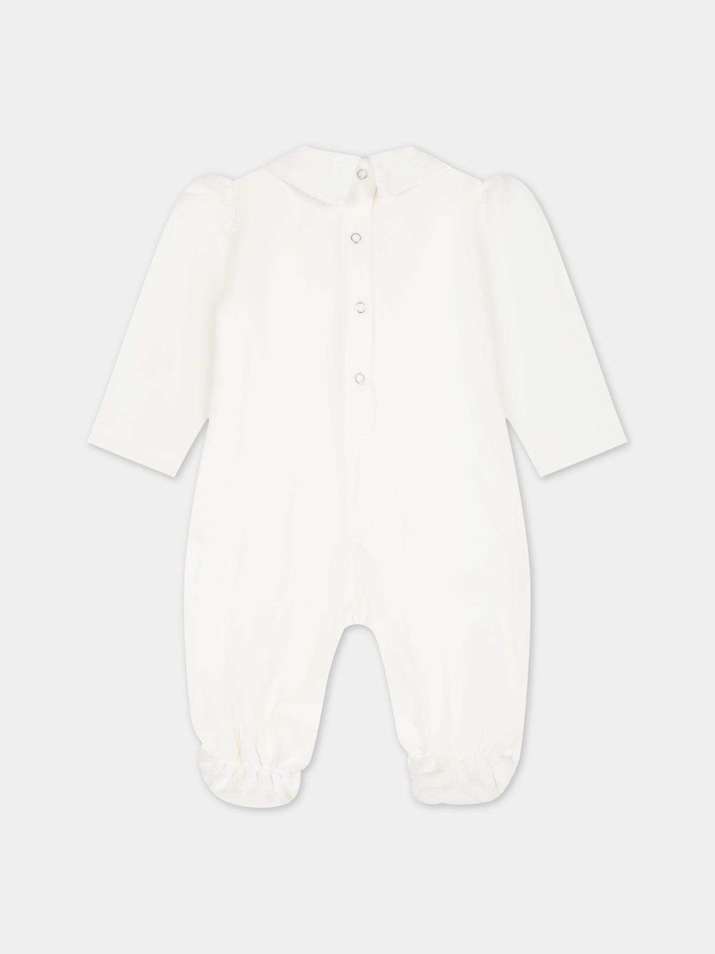 Tutina bianca per neonata con logo e cuore,Monnalisa,35B202 2009 0001