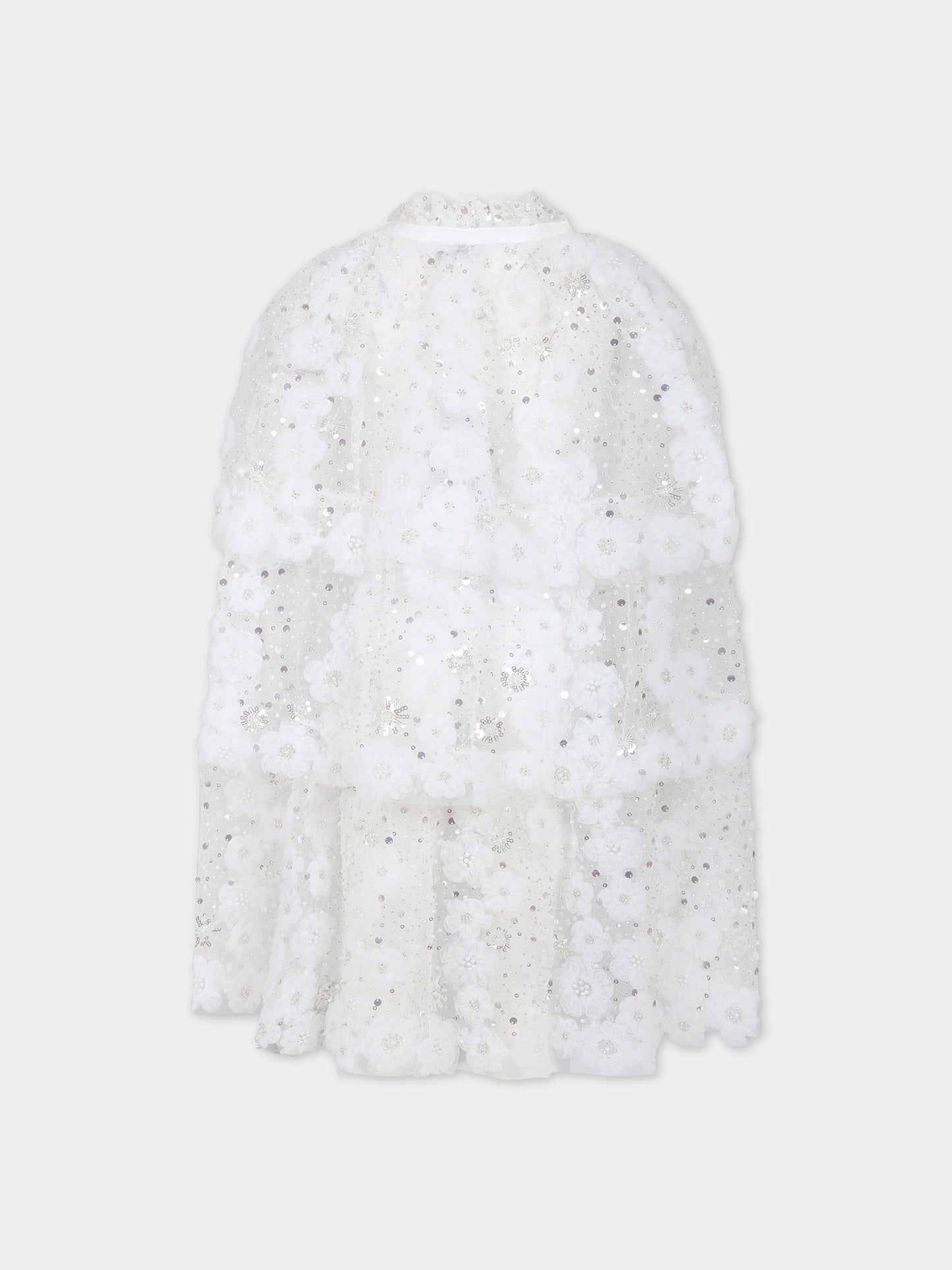 Cappa bianca per bambina con fiori,Self Portrait,PF23 731CP W