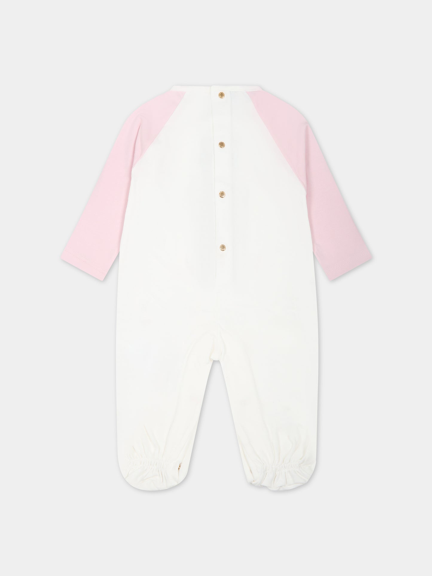 Tutina bianca per neonata con Teddy Bear e logo,Versace,1000137 1A08089 6WA50