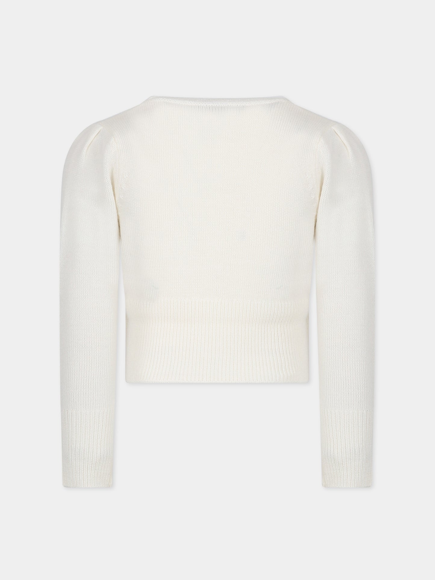 Maglione avorio per bambina con logo,Blumarine Baby,IF3034 10602