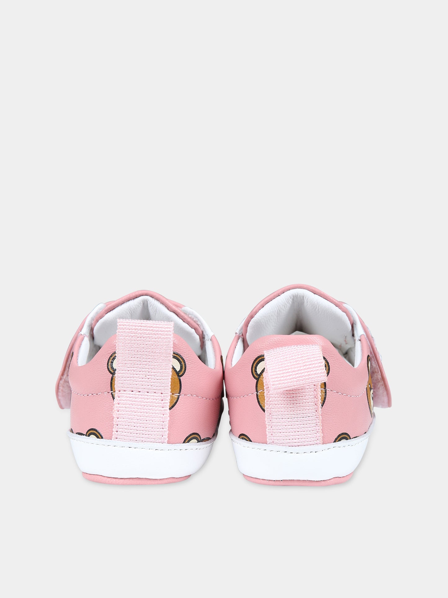 Sneakers rosa per neonata con Teddy bear e logo,Moschino Kids,75810 2