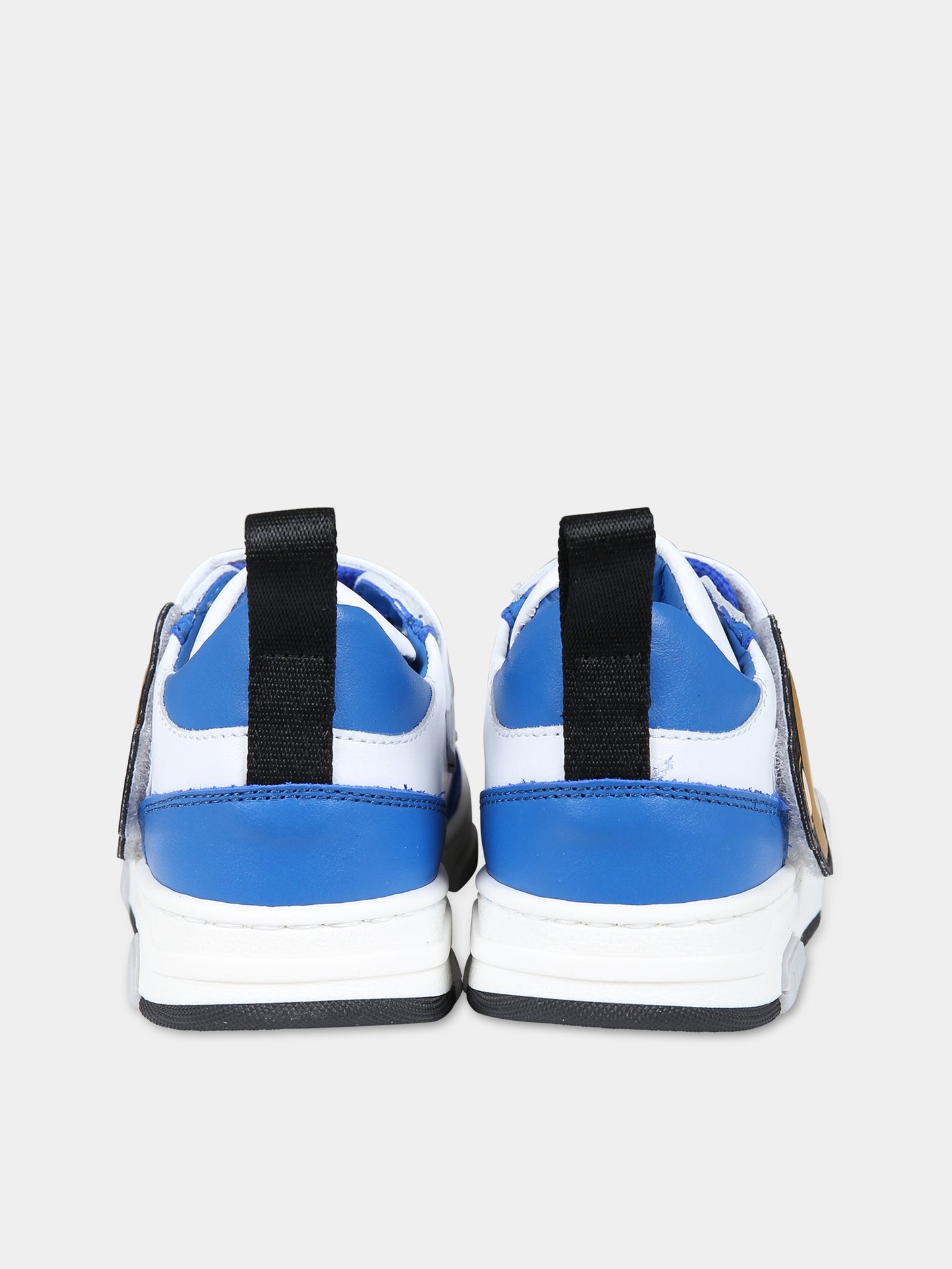 Sneakers azzurre per bambino con Teddy Bear e logo,Moschino Kids,75898 1