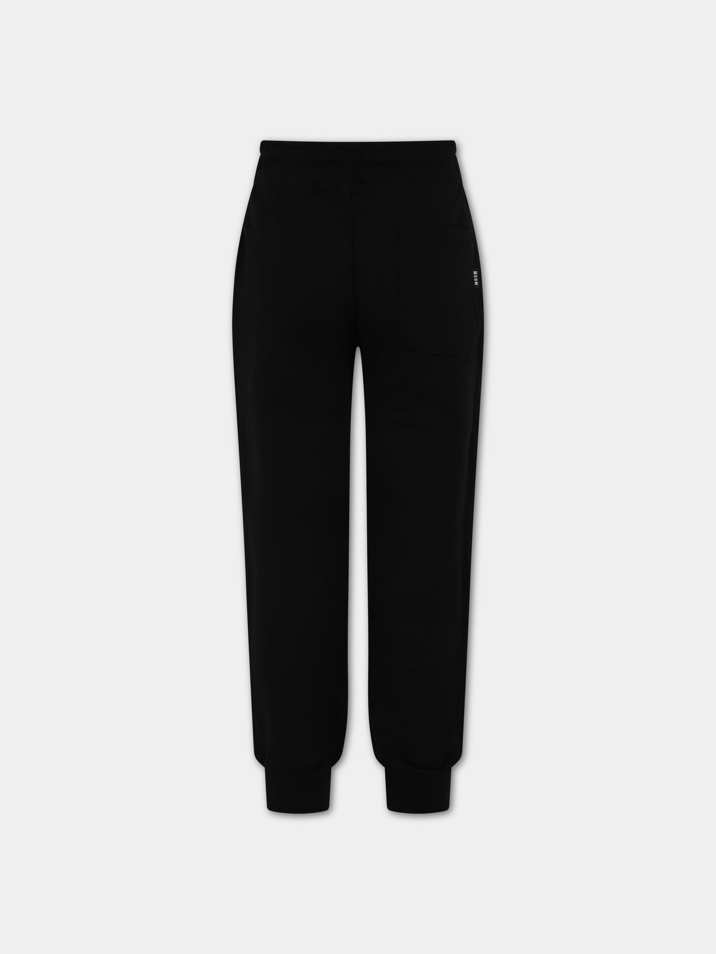 Pantaloni neri per bambina con logo,Msgm Kids,MS029342 110/08