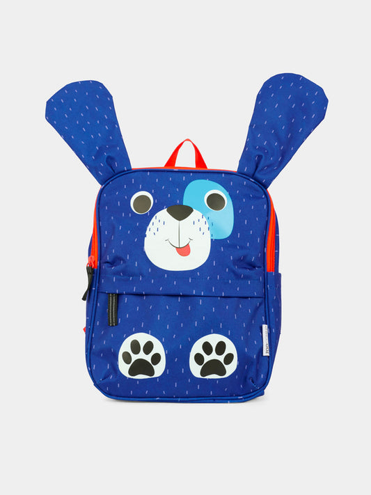 Blue backpack for baby boy with dog