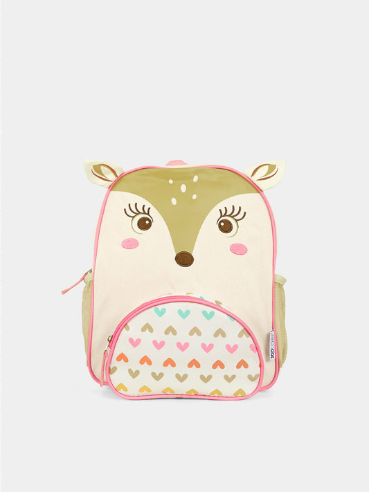 Ivory backpack for baby girl with doe