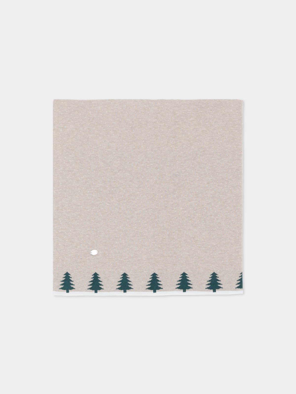 Coperta beige per neonati in maglia con alberi