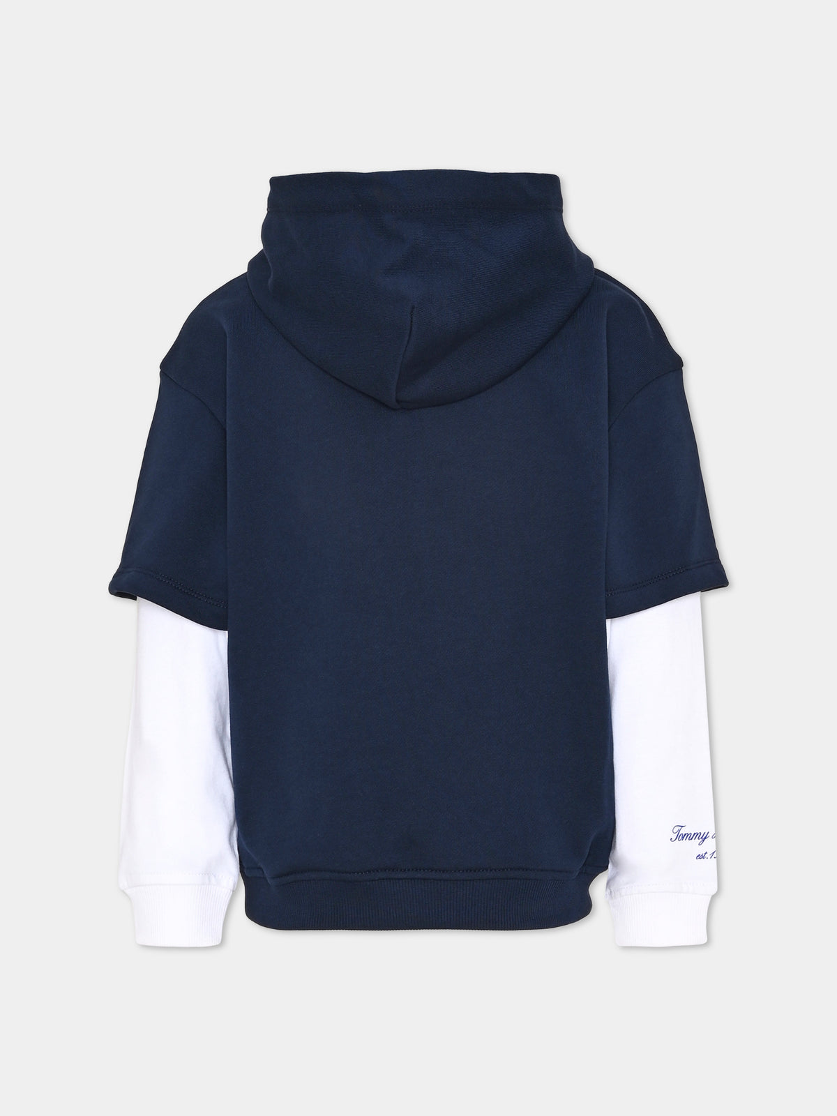 Felpa con cappuccio blu con logo per bambino