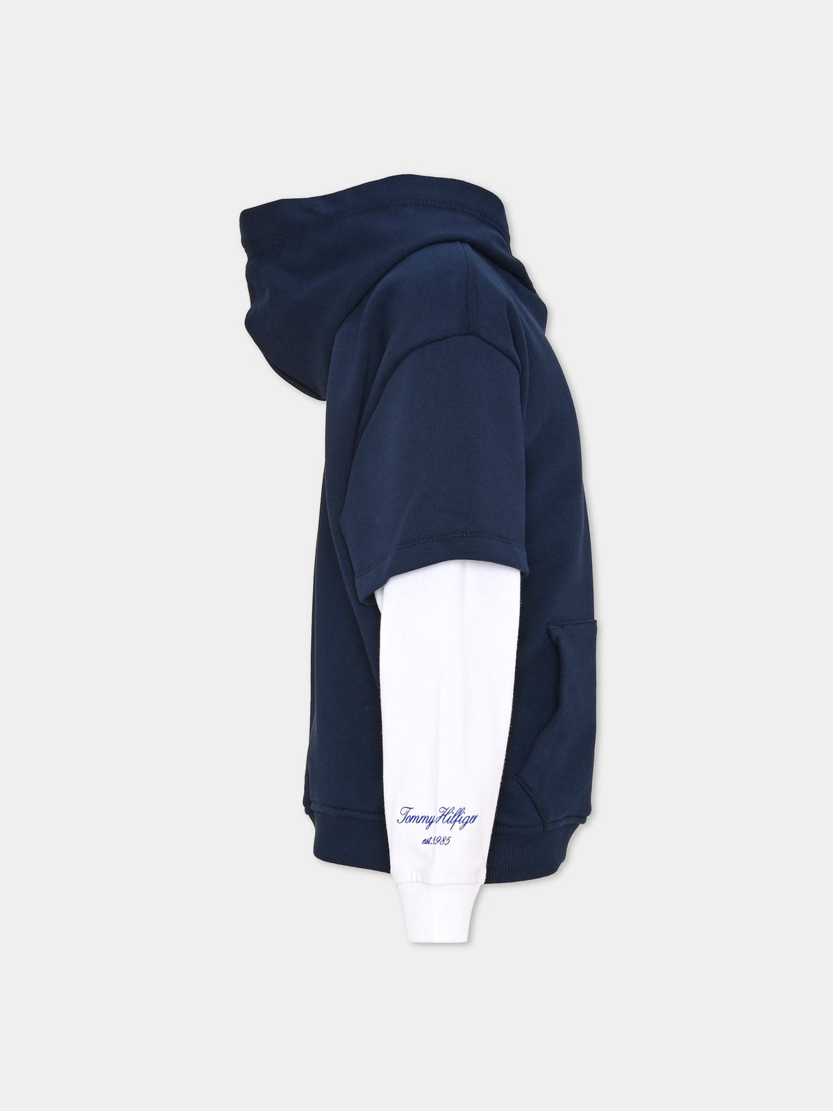 Felpa con cappuccio blu con logo per bambino