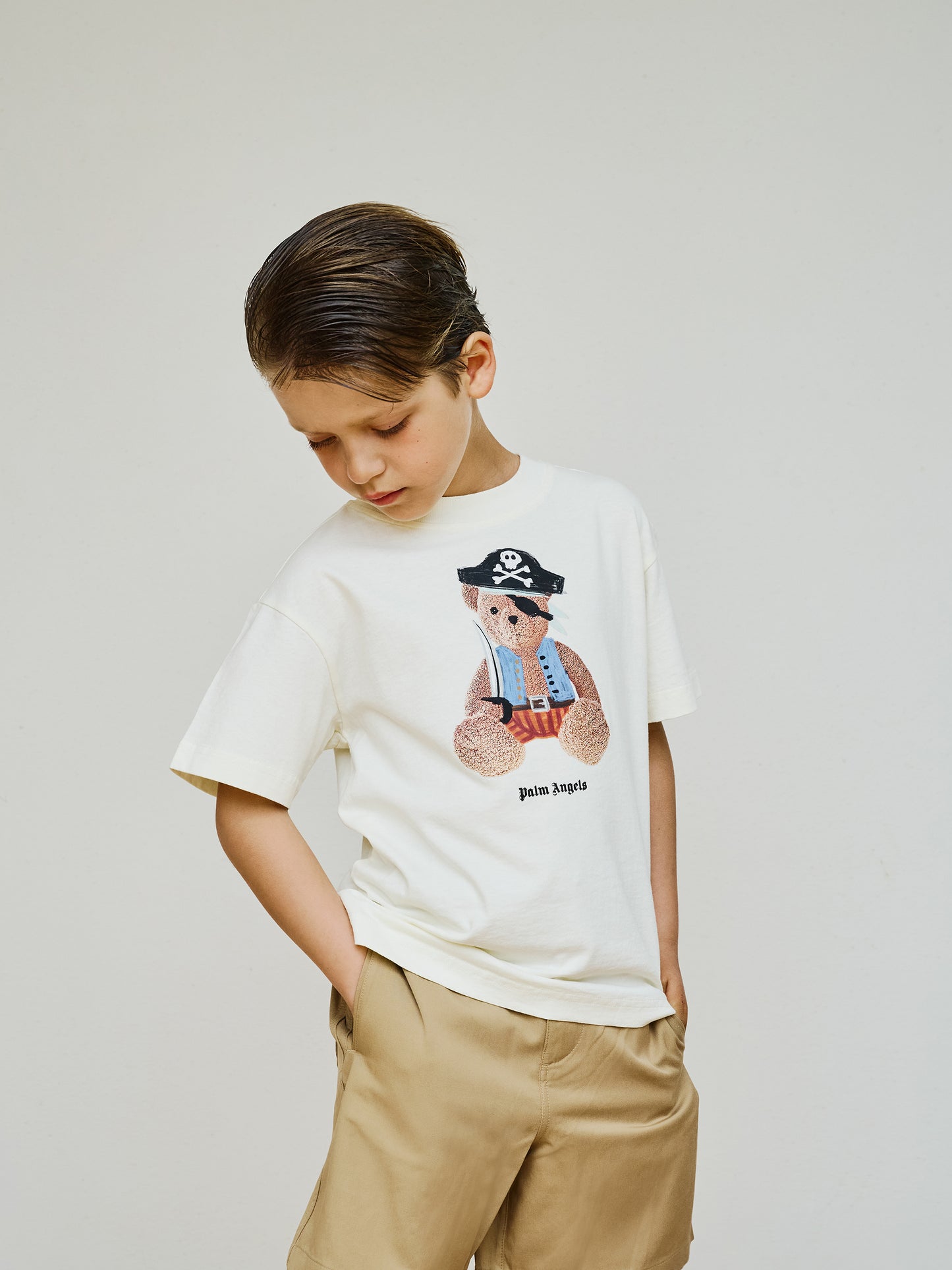 Ivory t-shirt for boy with bear