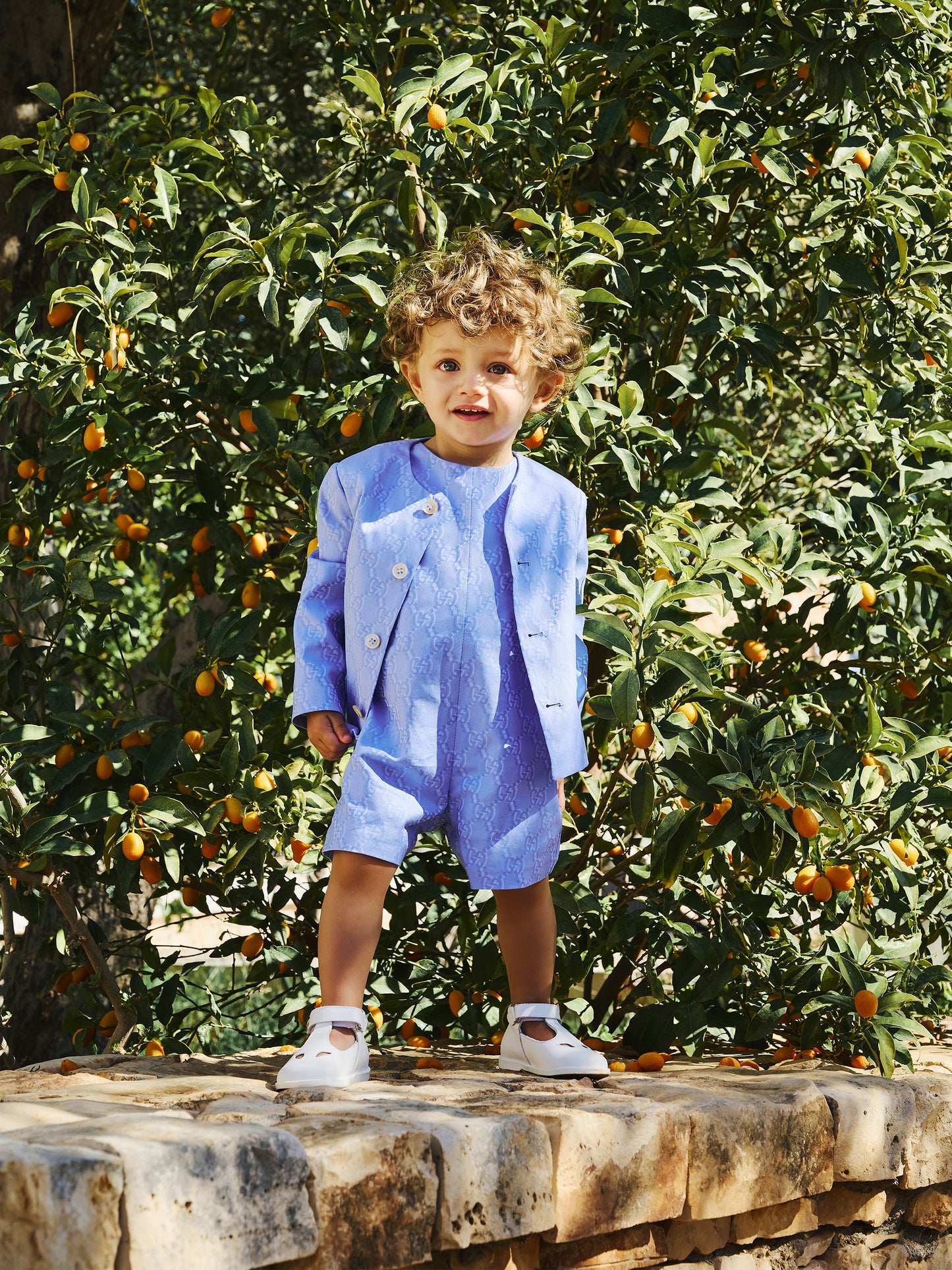 Light blue jacket for baby boy with GG