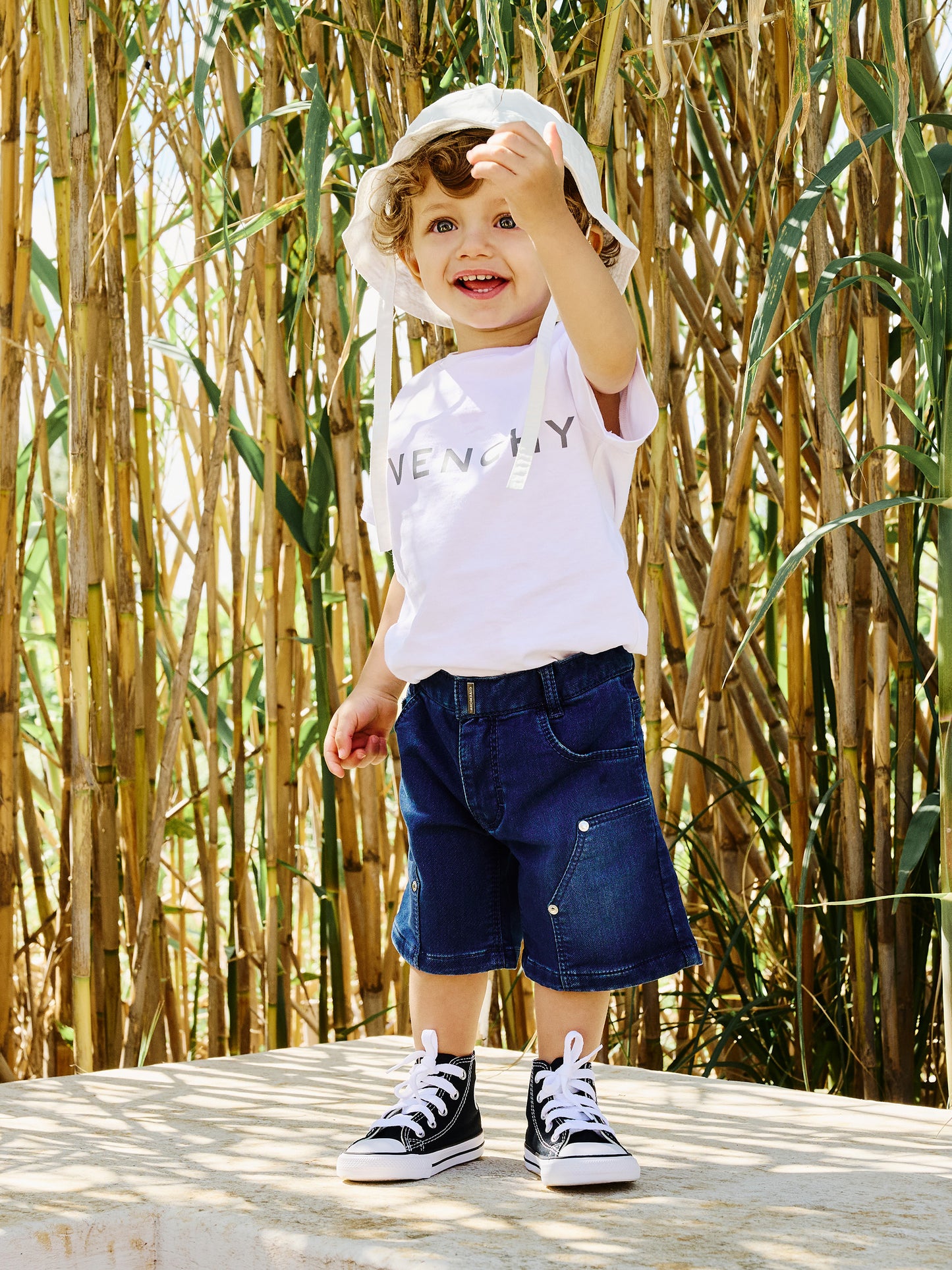 Denim shorts for baby boy with logo