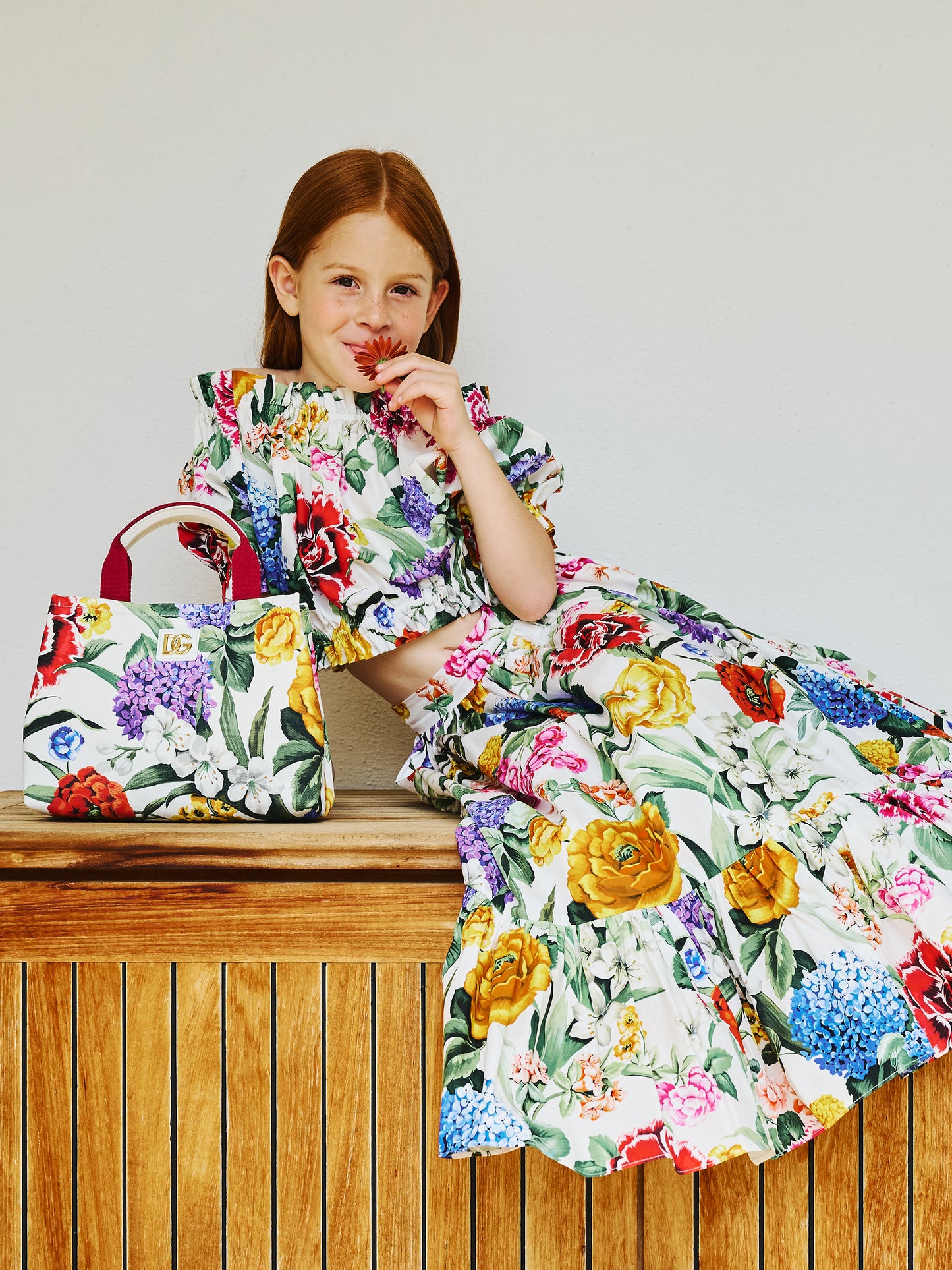 Multicolor top for baby girl with floral print