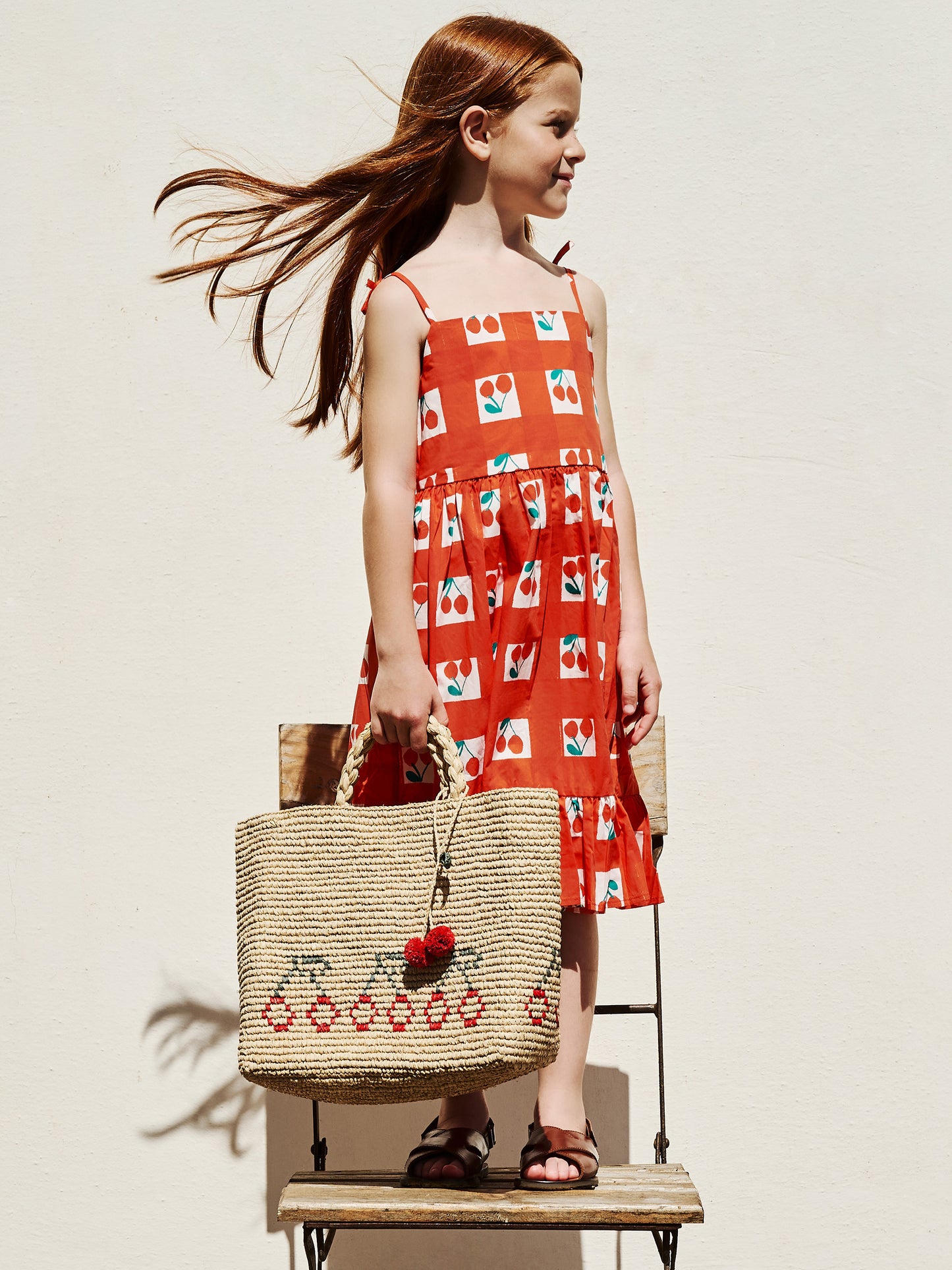 Red dress for girl with cherries