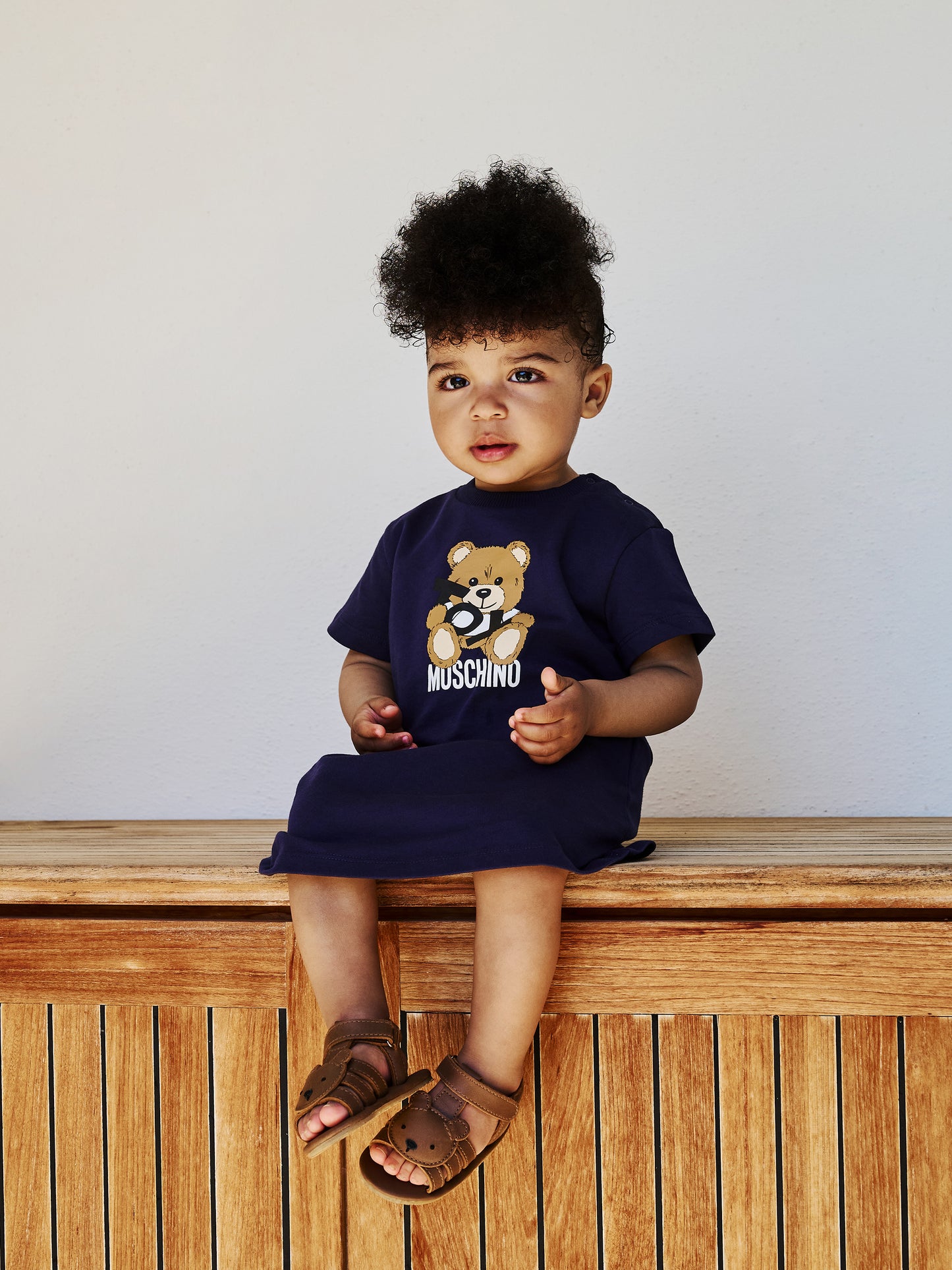 Blue dress for baby girl with Teddy Bear