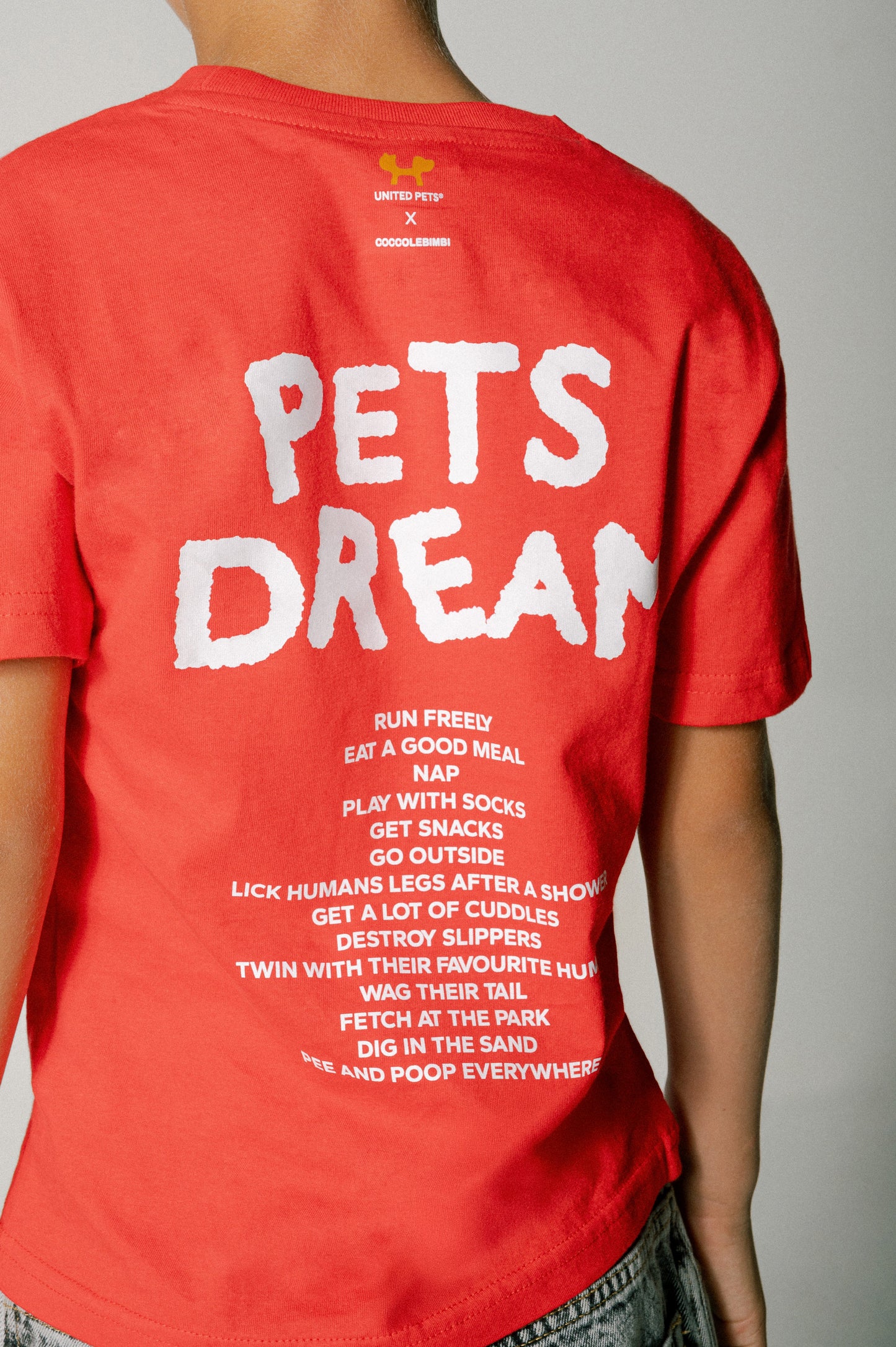 Red Pets Dream t-shirt for kids