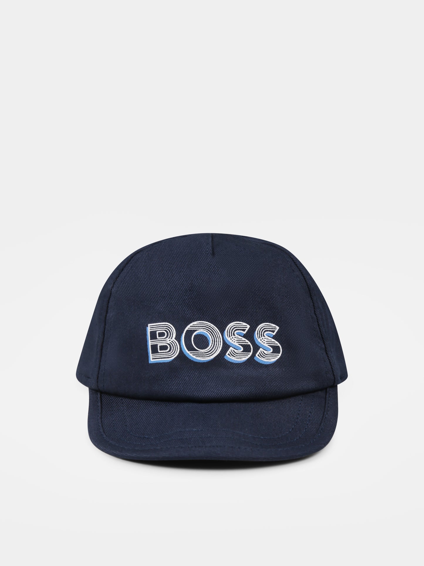 Blue hat for baby boy with logo