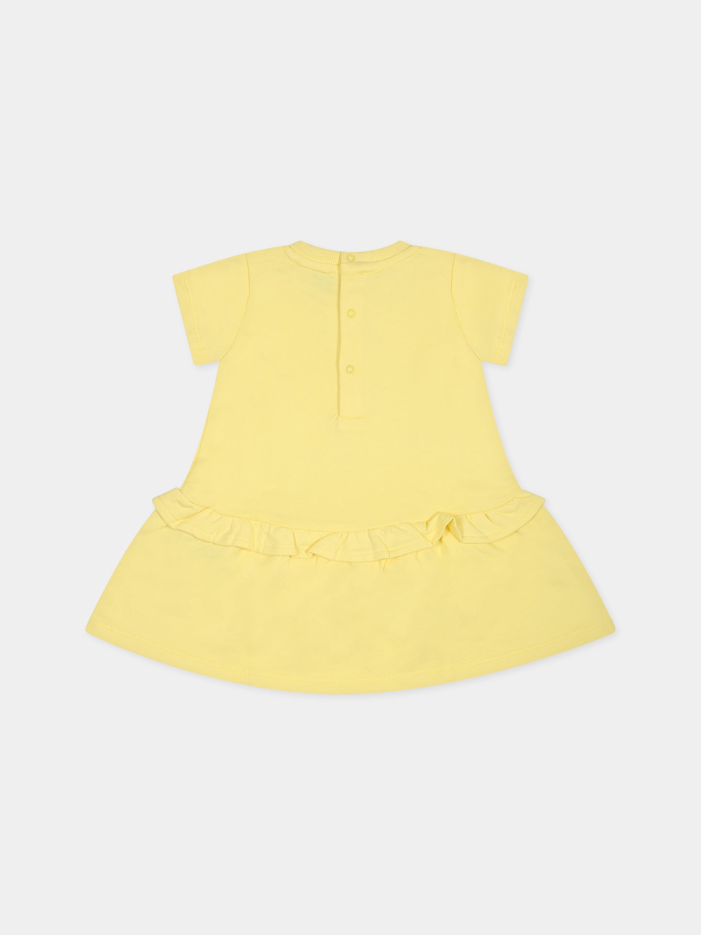 Yellow dress for baby girl with Teddy Bear and logo