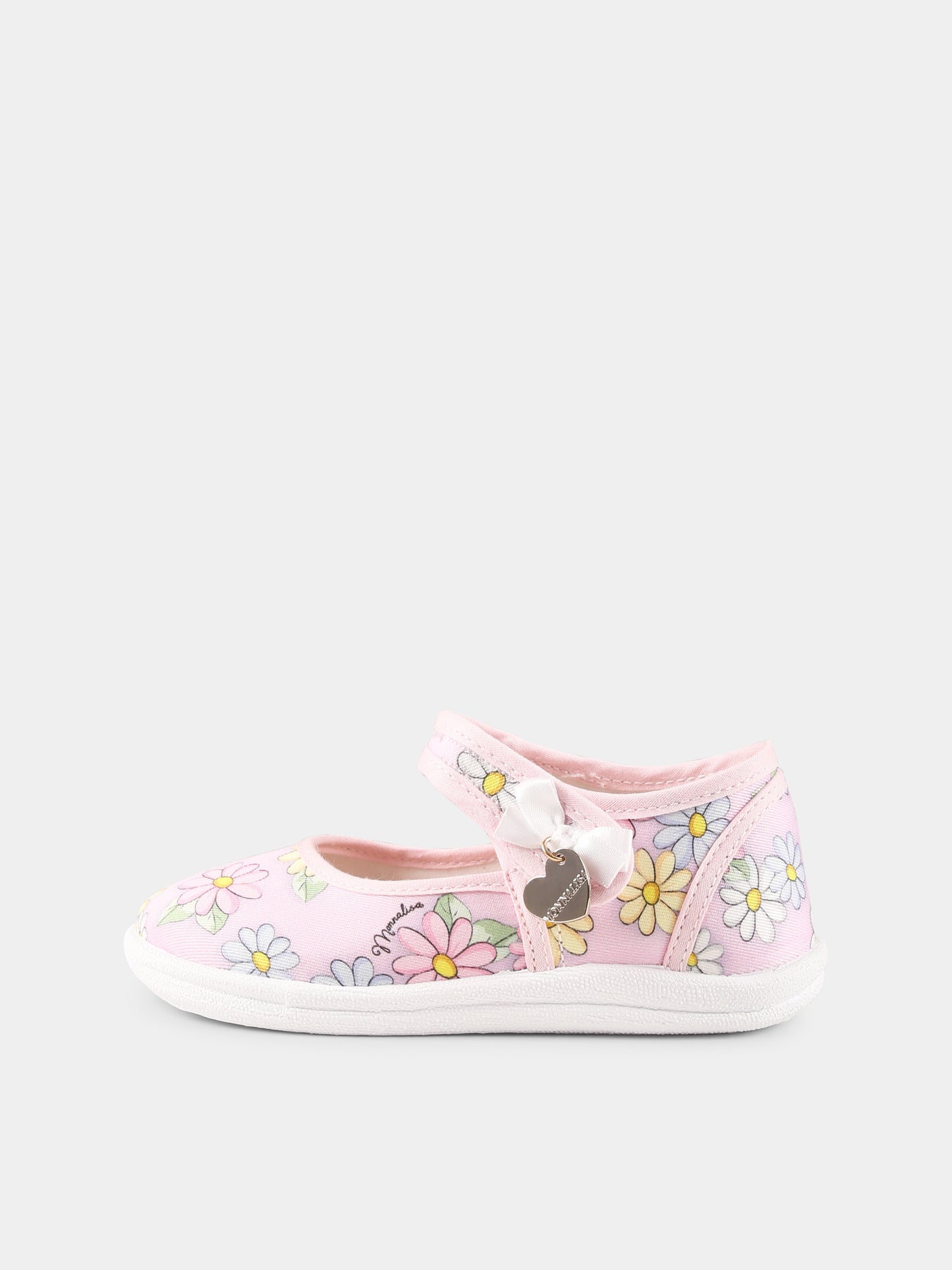 Pink ballet flats for girl with daises