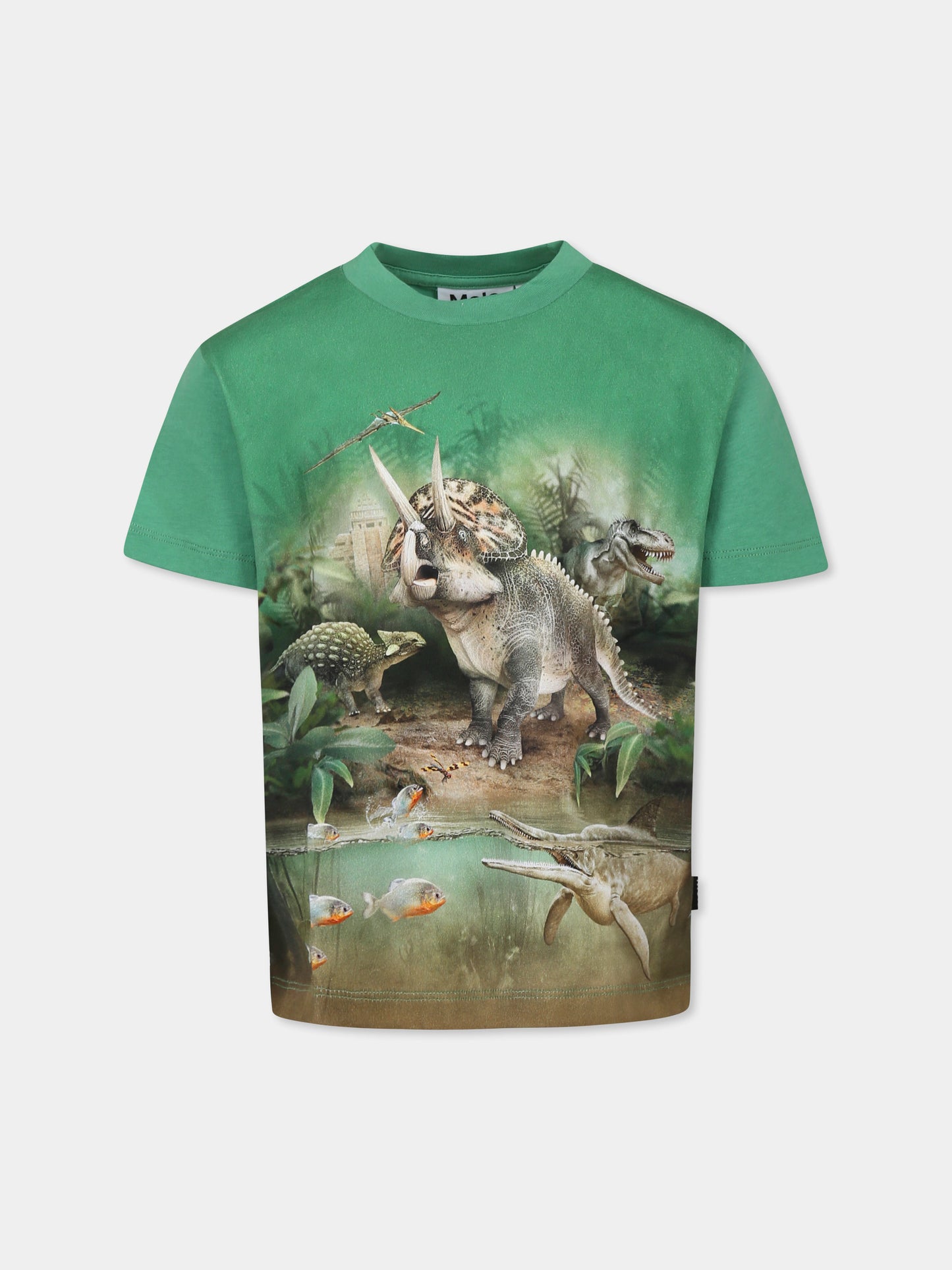 Green t-shirt for boy with jaguar