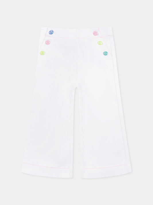 White trousers for girl with logo