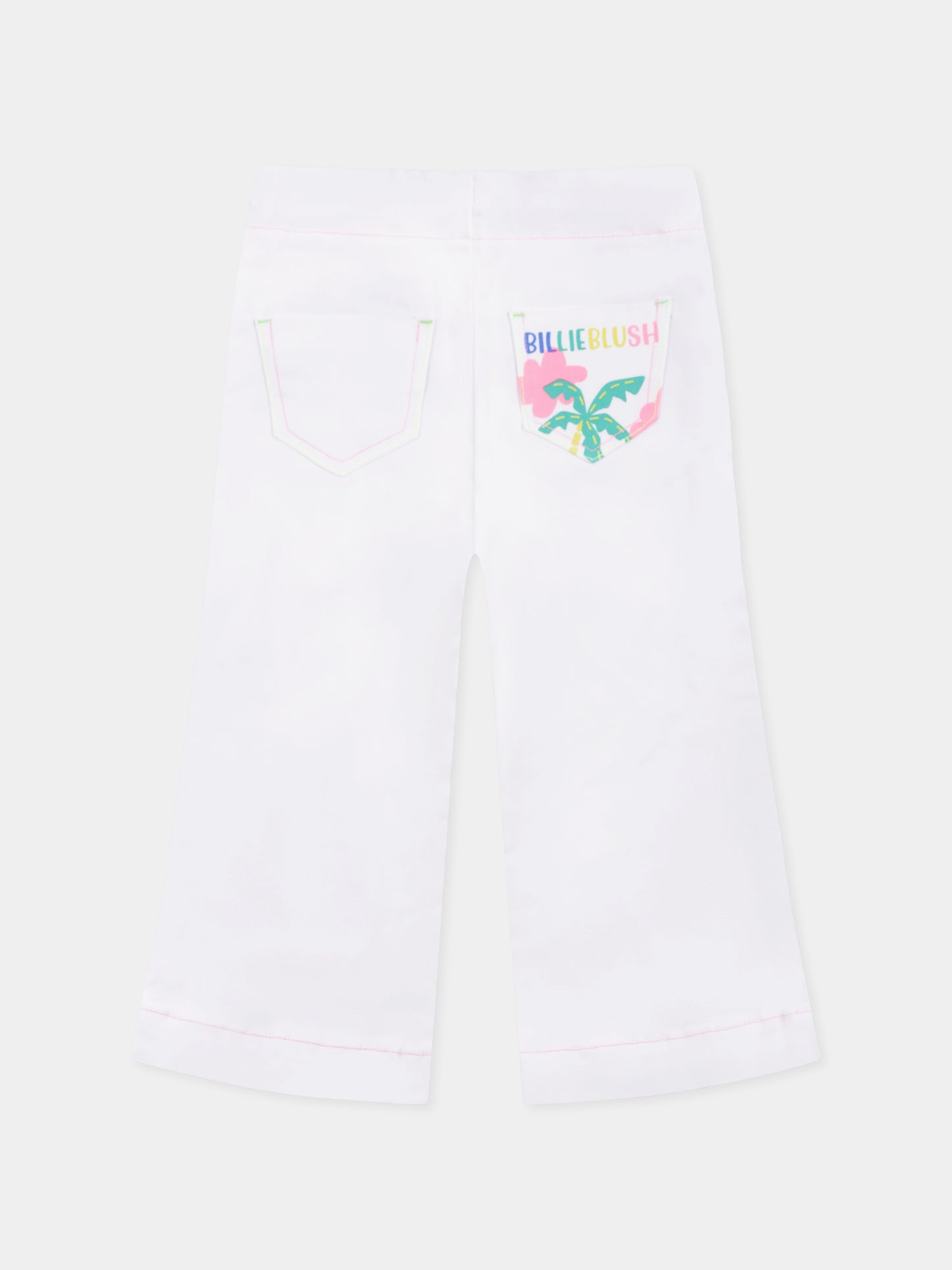 White trousers for girl with logo
