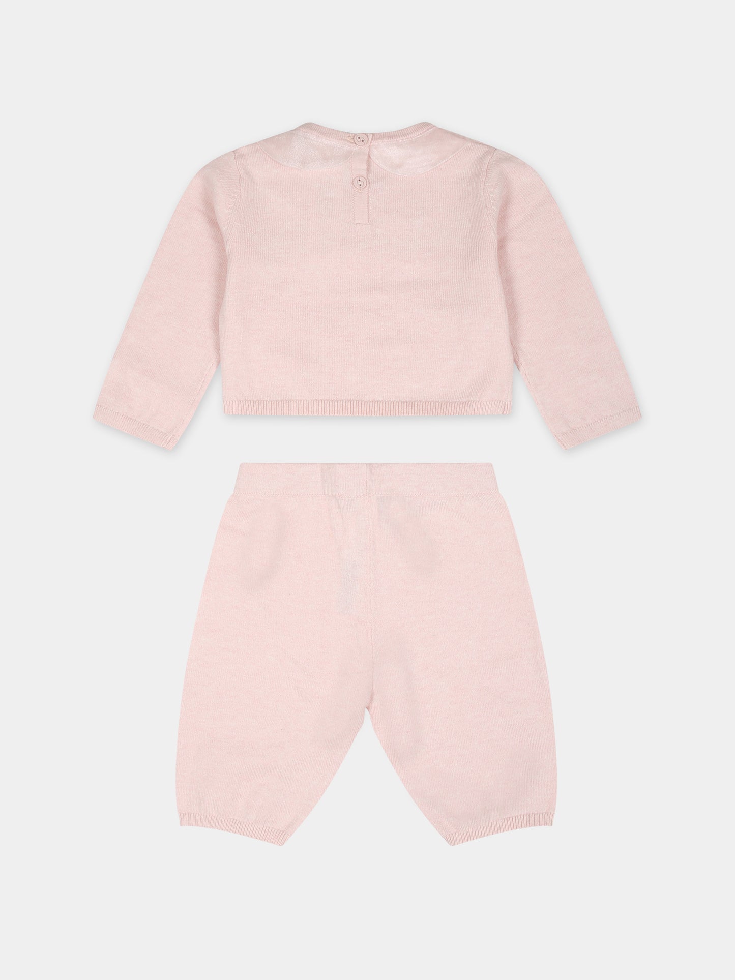 Pink suit for baby girl with logo