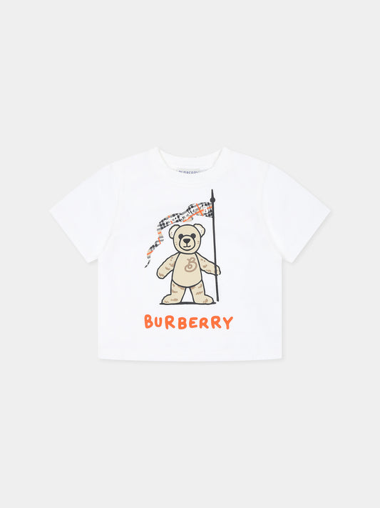 White t-shirt for babykids with Thomas bear