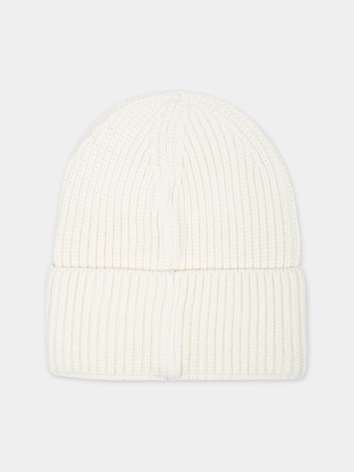 Ivory beanie for kids with logo